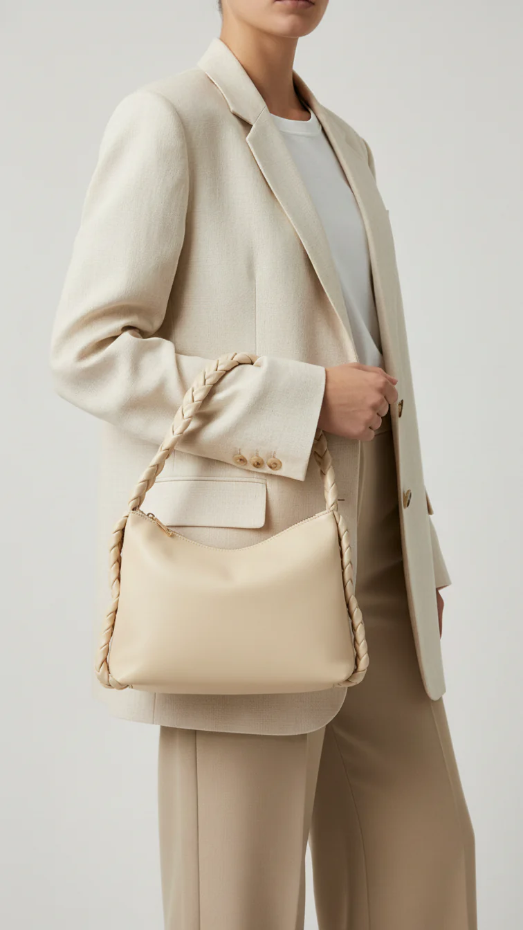 Cream Formal Shoulder Bag For Ladies P55823