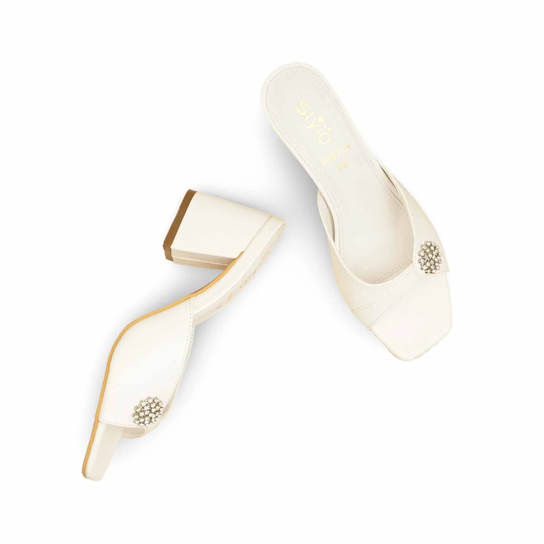 Cream Formal Slipper For Women FR8363 - Image 5