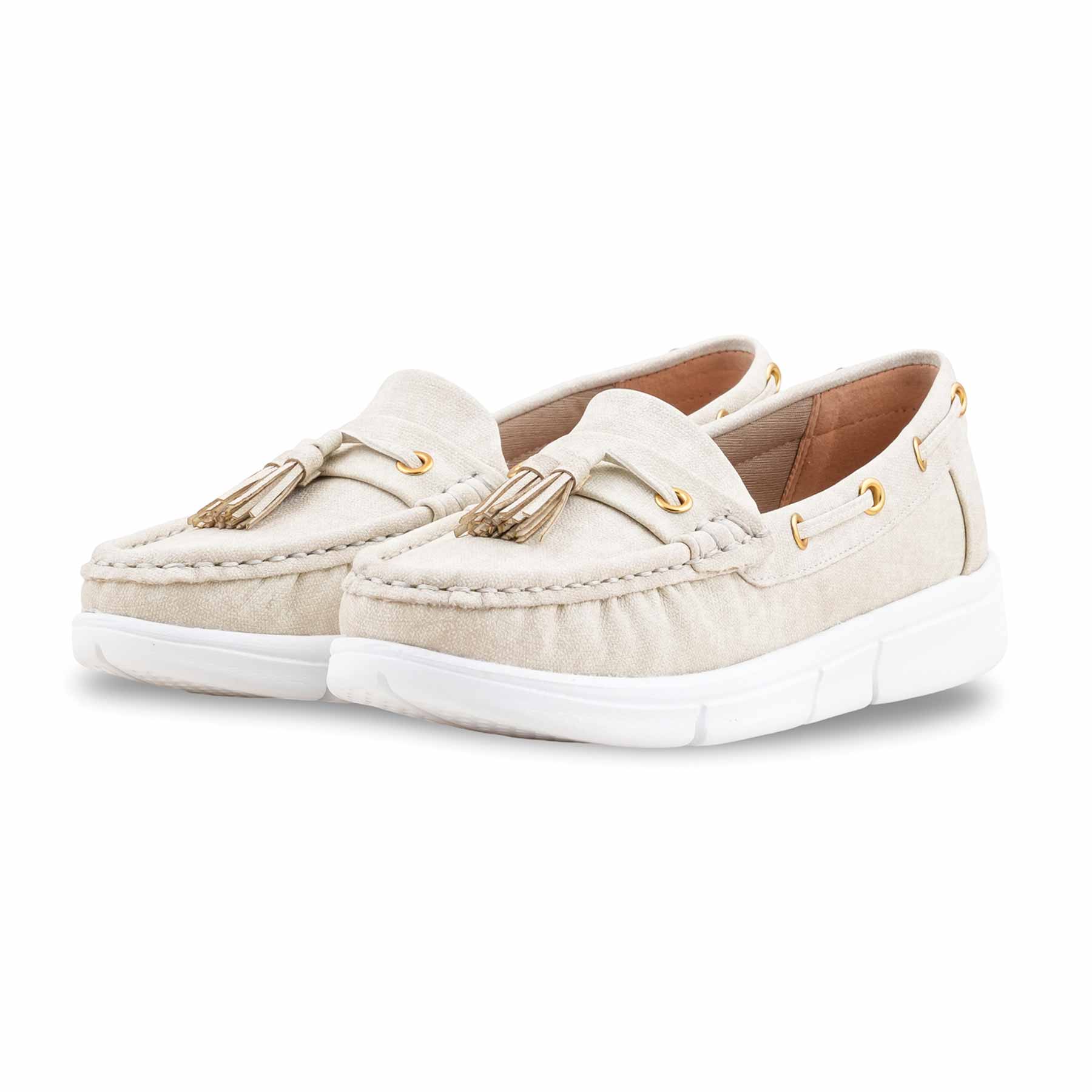 Cream Moccasin For Ladies WN4581 - Image 4