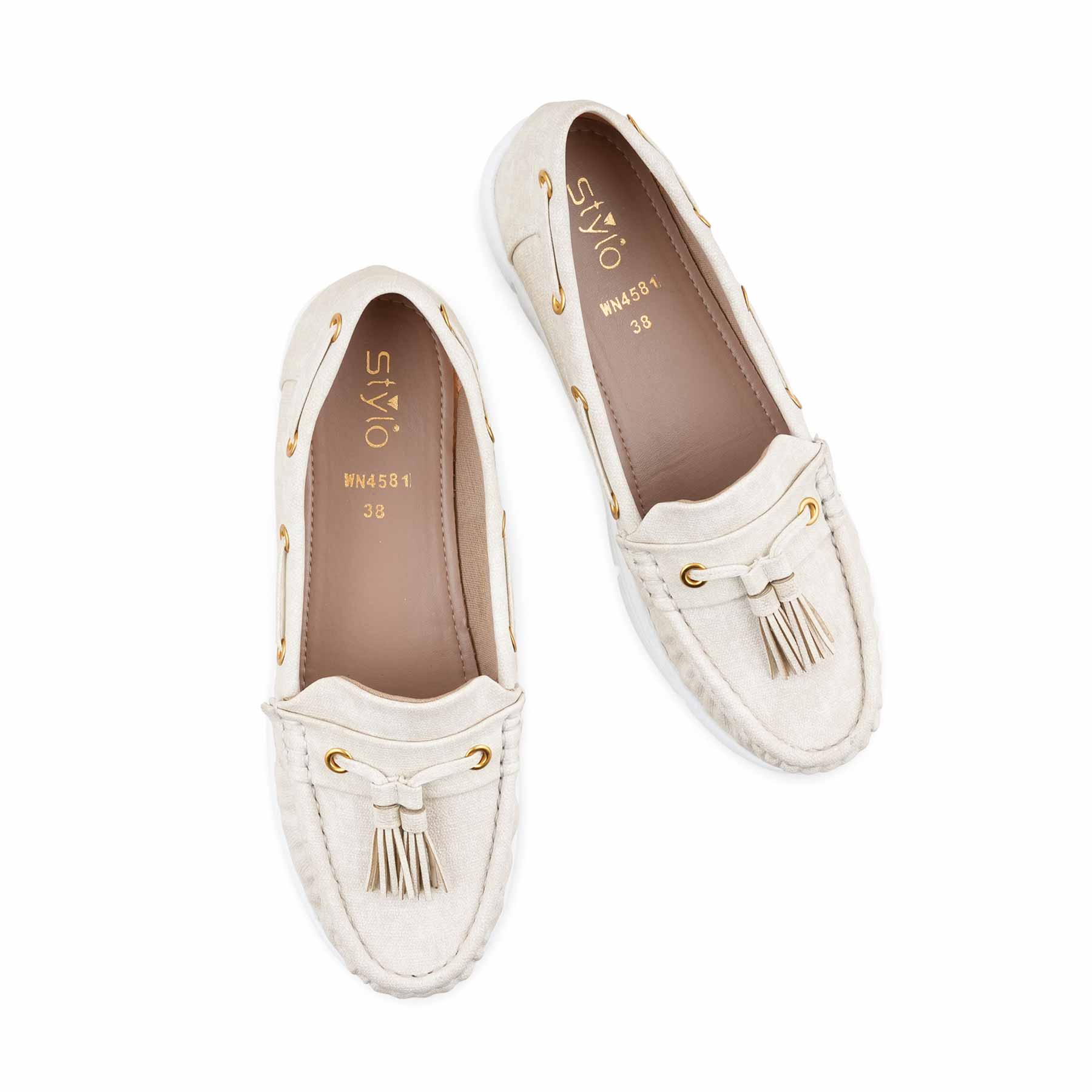 Cream Moccasin For Ladies WN4581 - Image 6