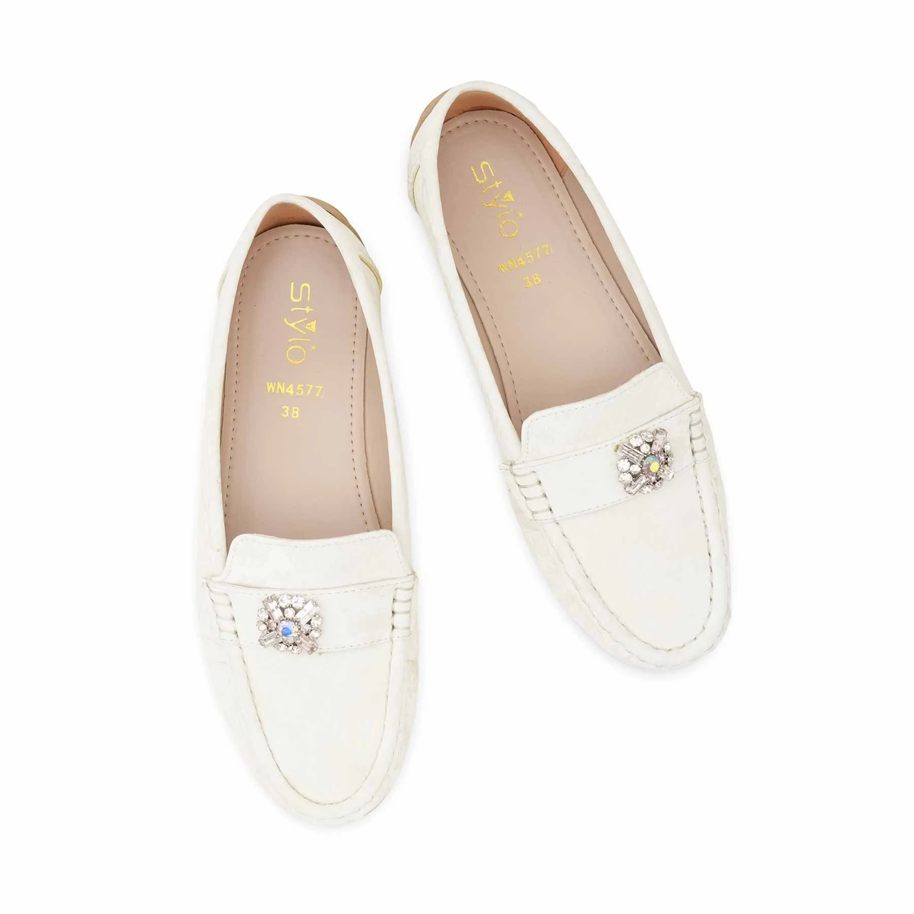 Cream Moccasin For Women WN4577 - Image 5