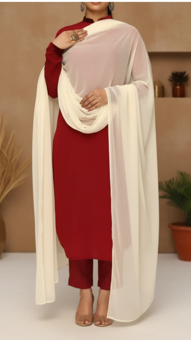 Cream Raw Silk Dupatta PD5577