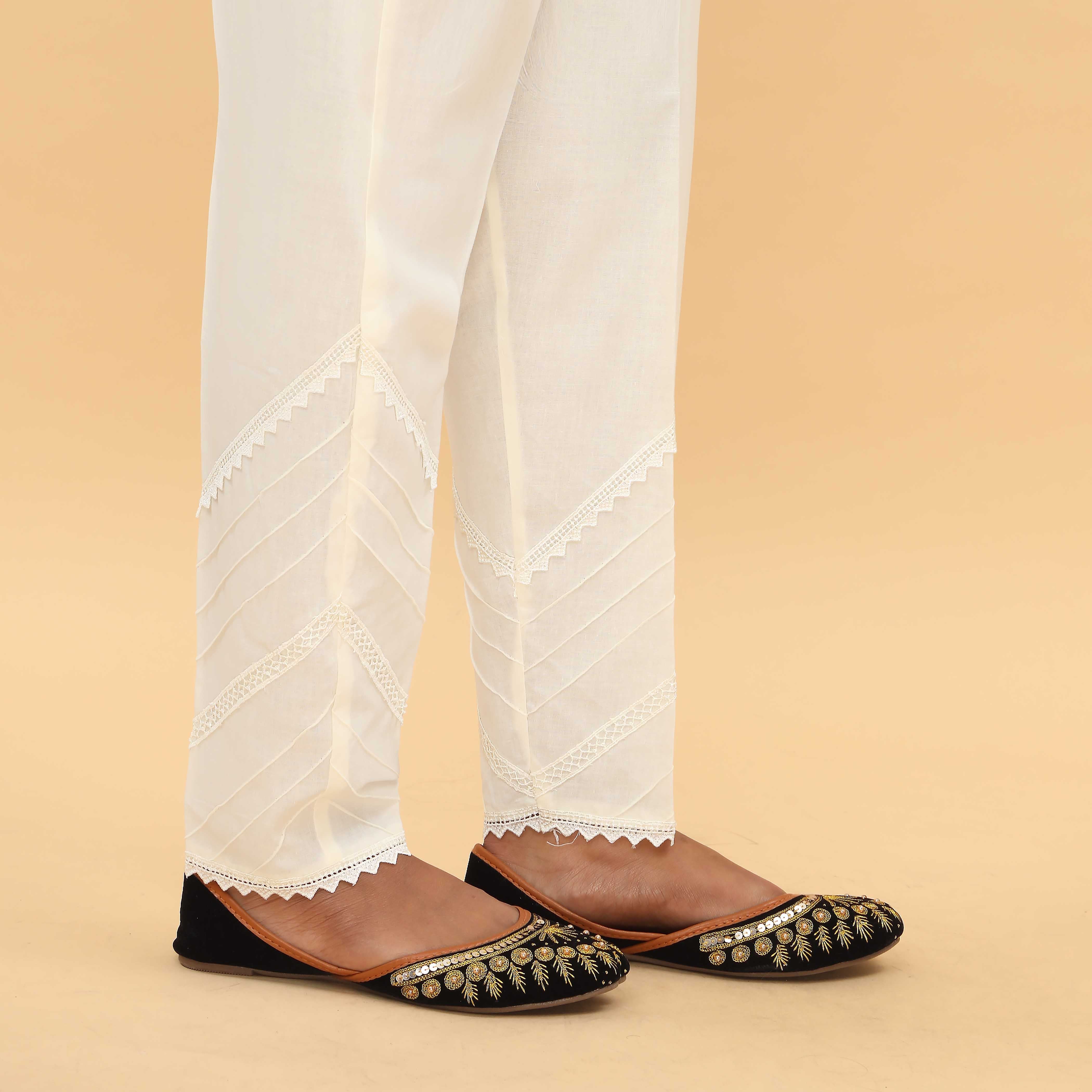 Cream Slim Fit Embellished Trouser PS4578 - Image 2