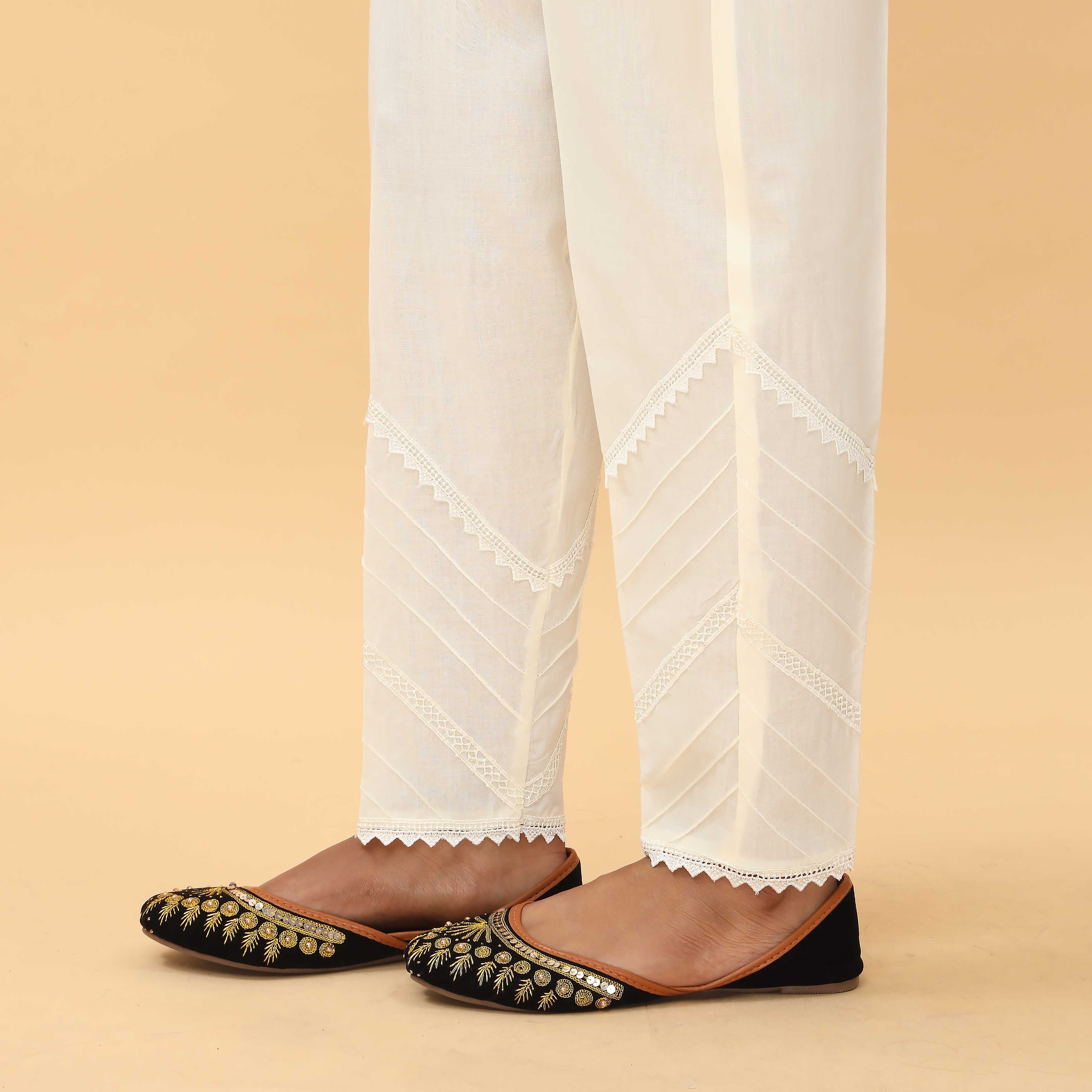 Cream Slim Fit Embellished Trouser PS4578 - Image 3