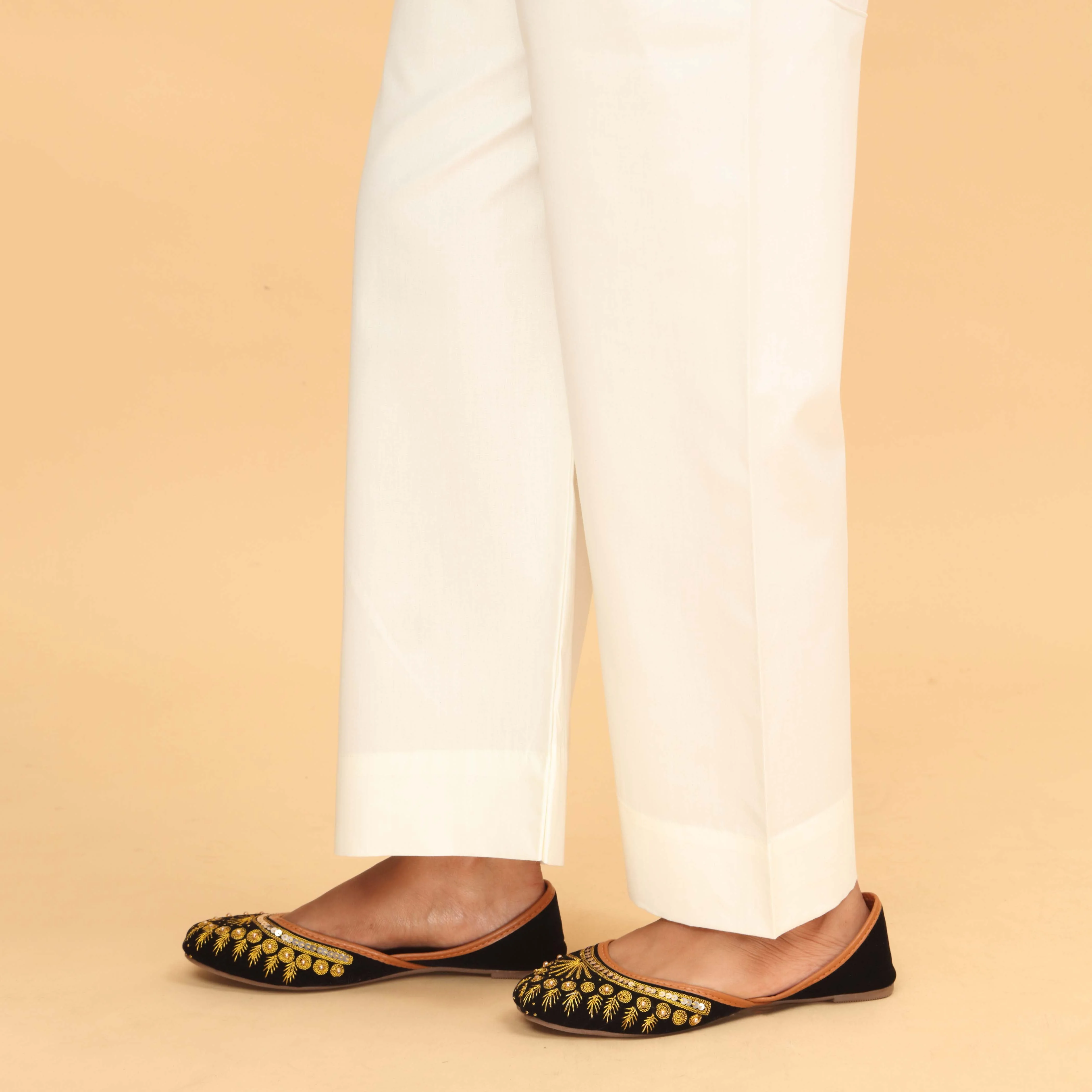 Cream Straight Fit Plain Trouser PS4597 - Image 2