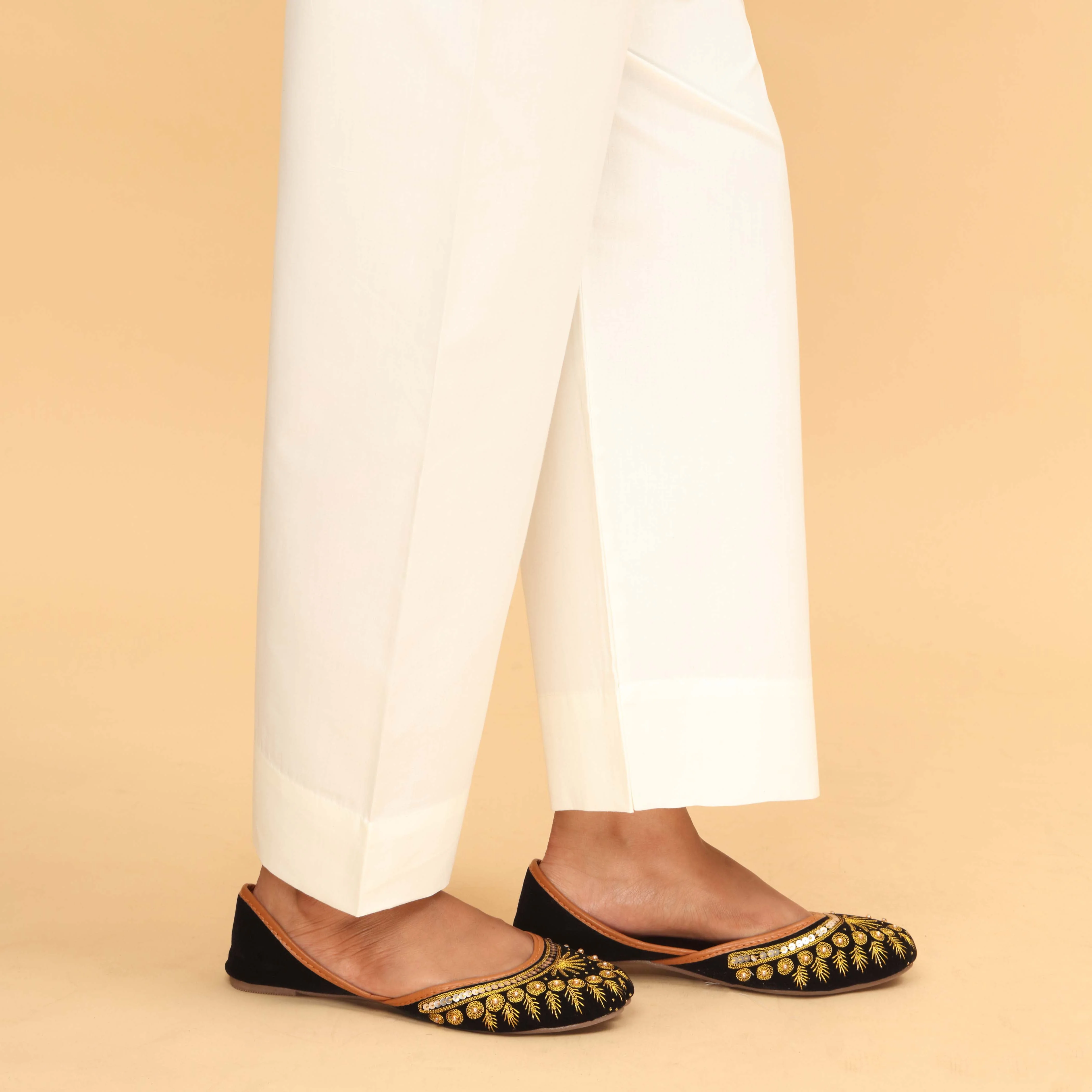 Cream Straight Fit Plain Trouser PS4597 - Image 3