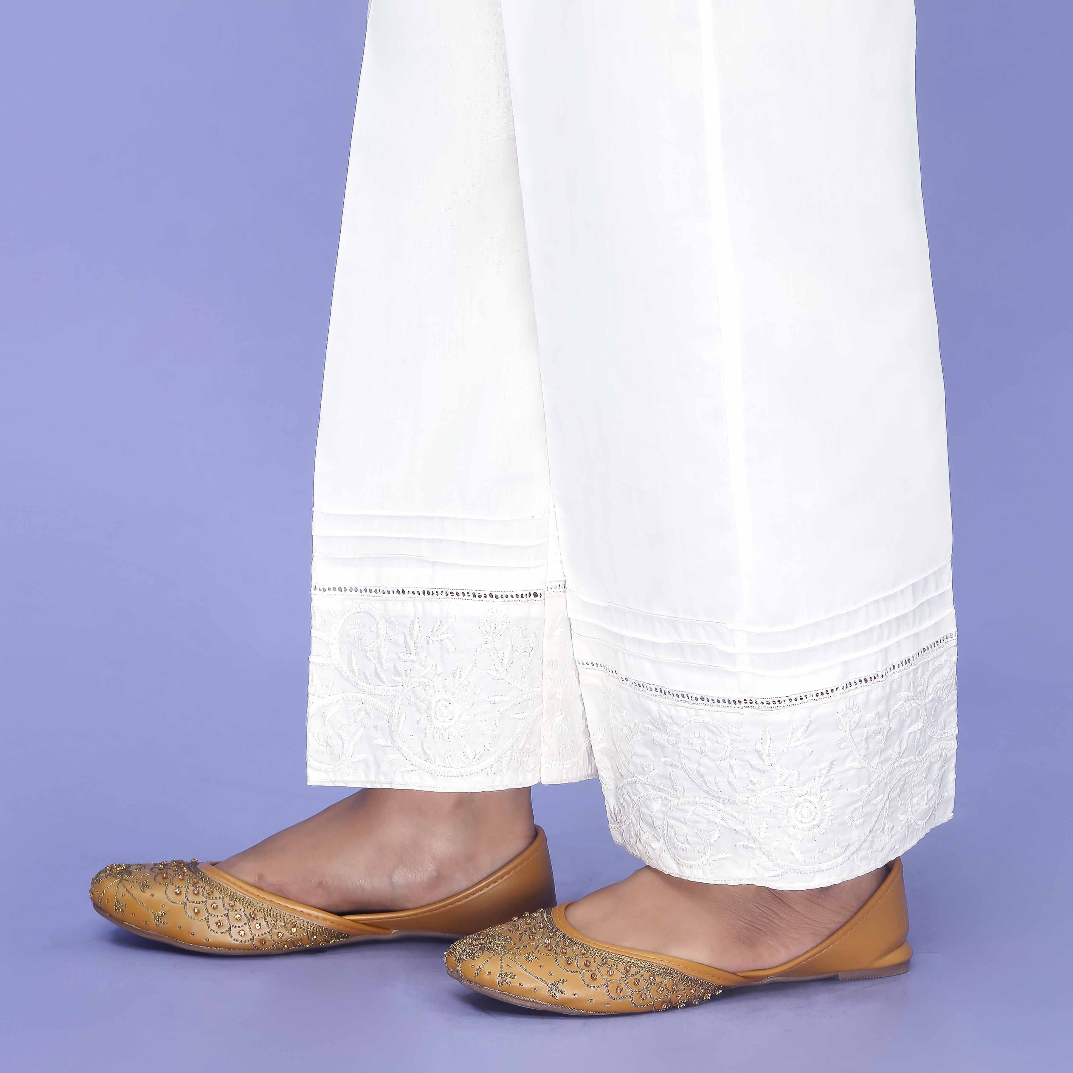 Cream Striaght Fit Cambric Trouser PL4076 - Image 2