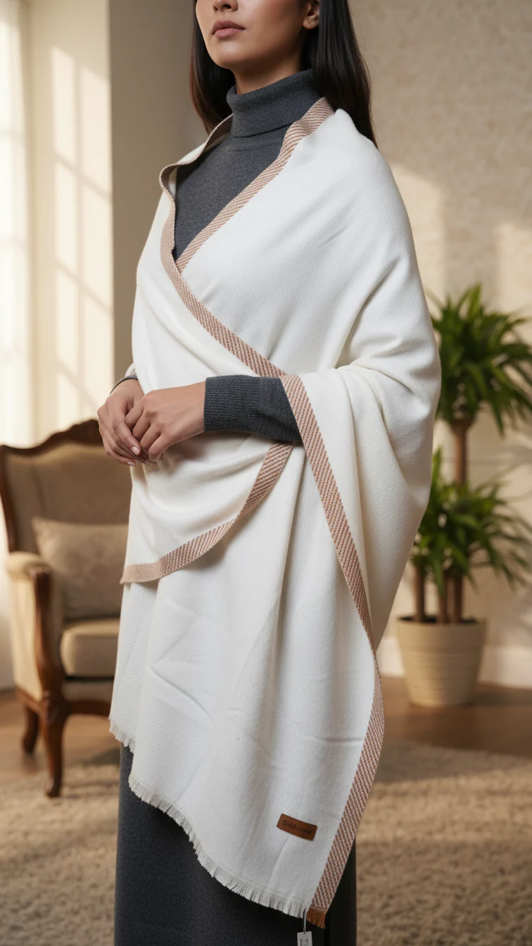 Cream Winter Cape Shawl PW5909 - Image 2