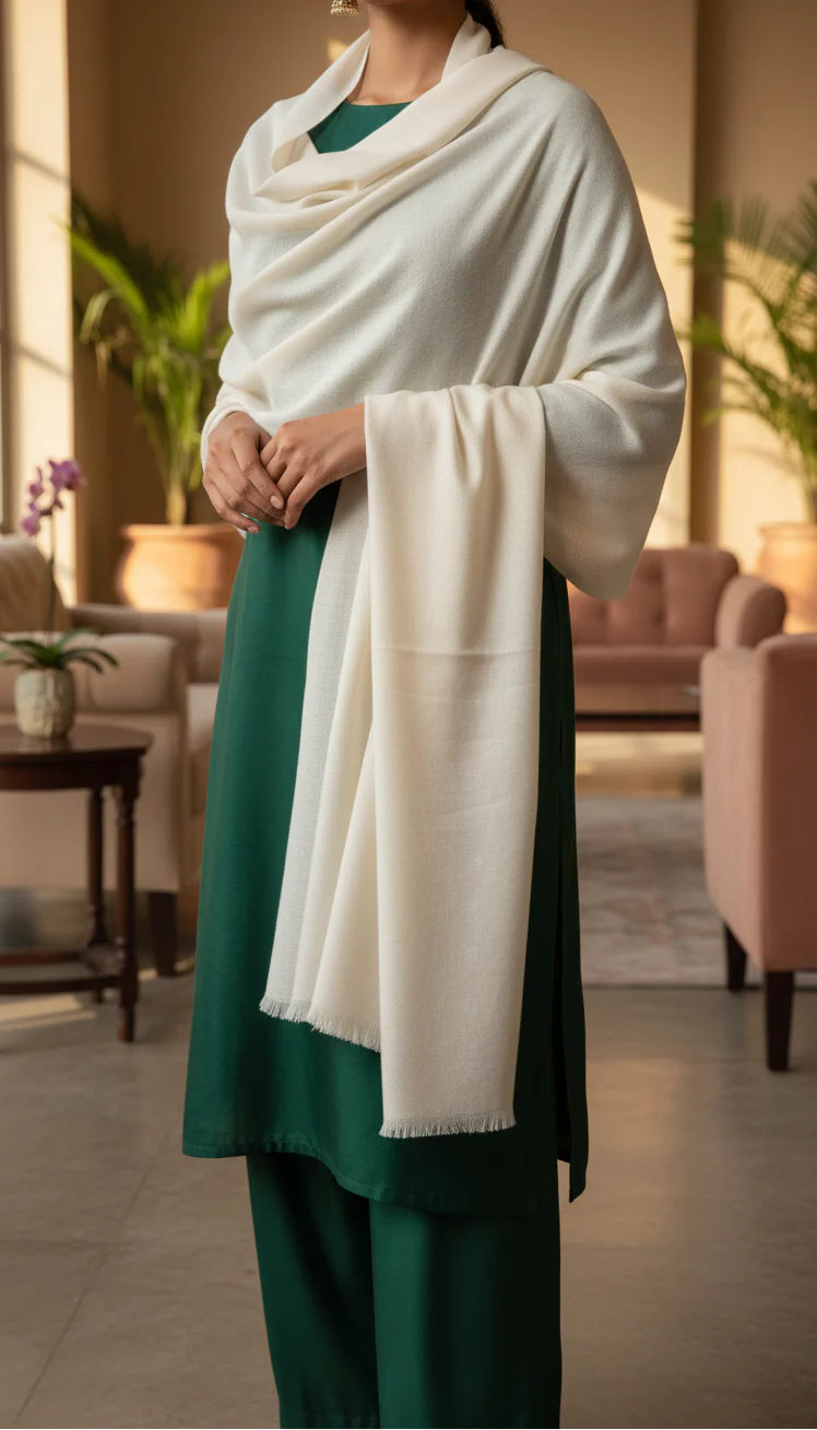 Cream Winter Stole PN5091 - Image 2