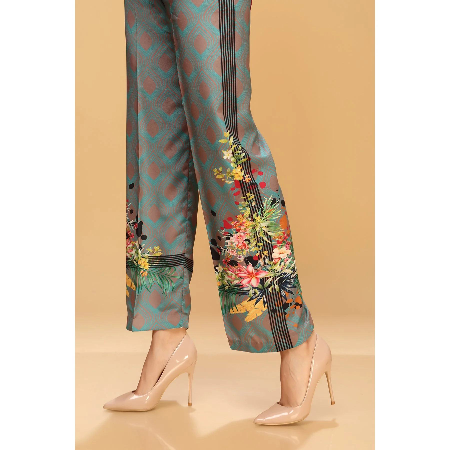 Digital Printed Grip Silk Flared Trouser PW1530 - Image 2