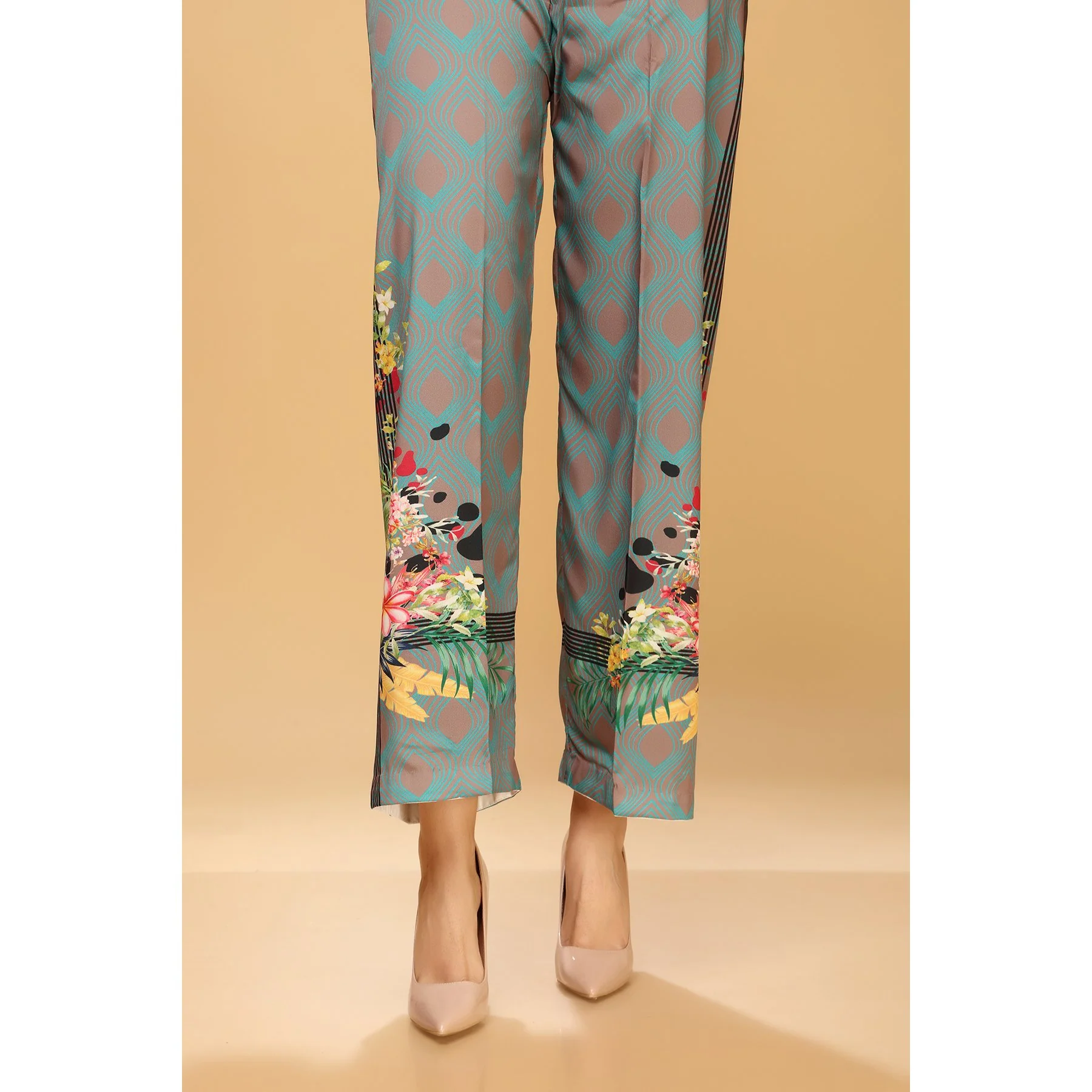 Digital Printed Grip Silk Flared Trouser PW1530 - Image 3
