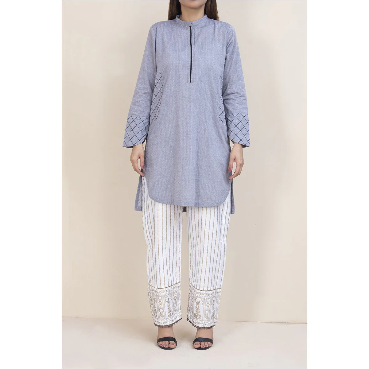 Embellished Jaquard Shirt PE1006 - Image 2