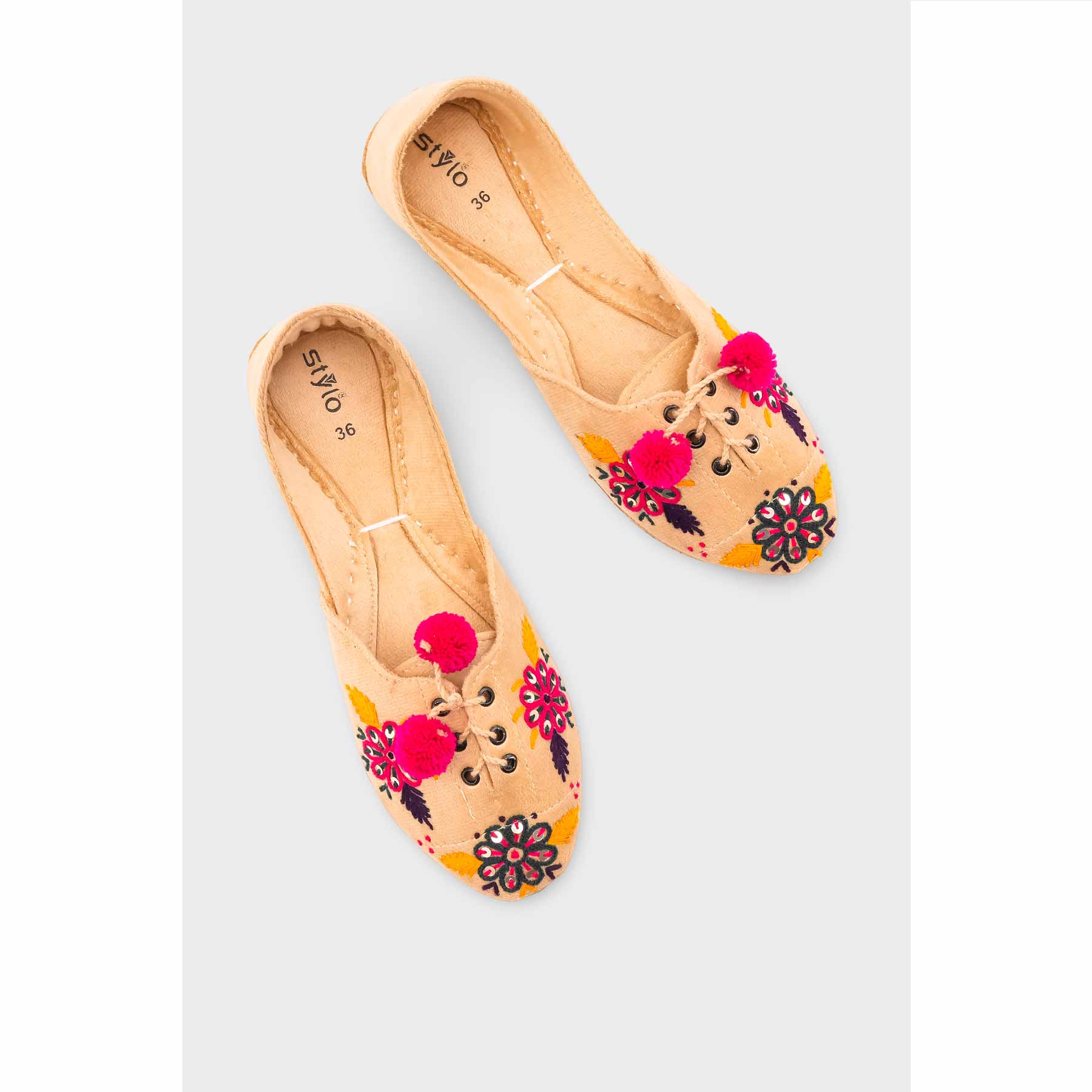 Fawn Leather Khussa For Women EC8761 - Image 6