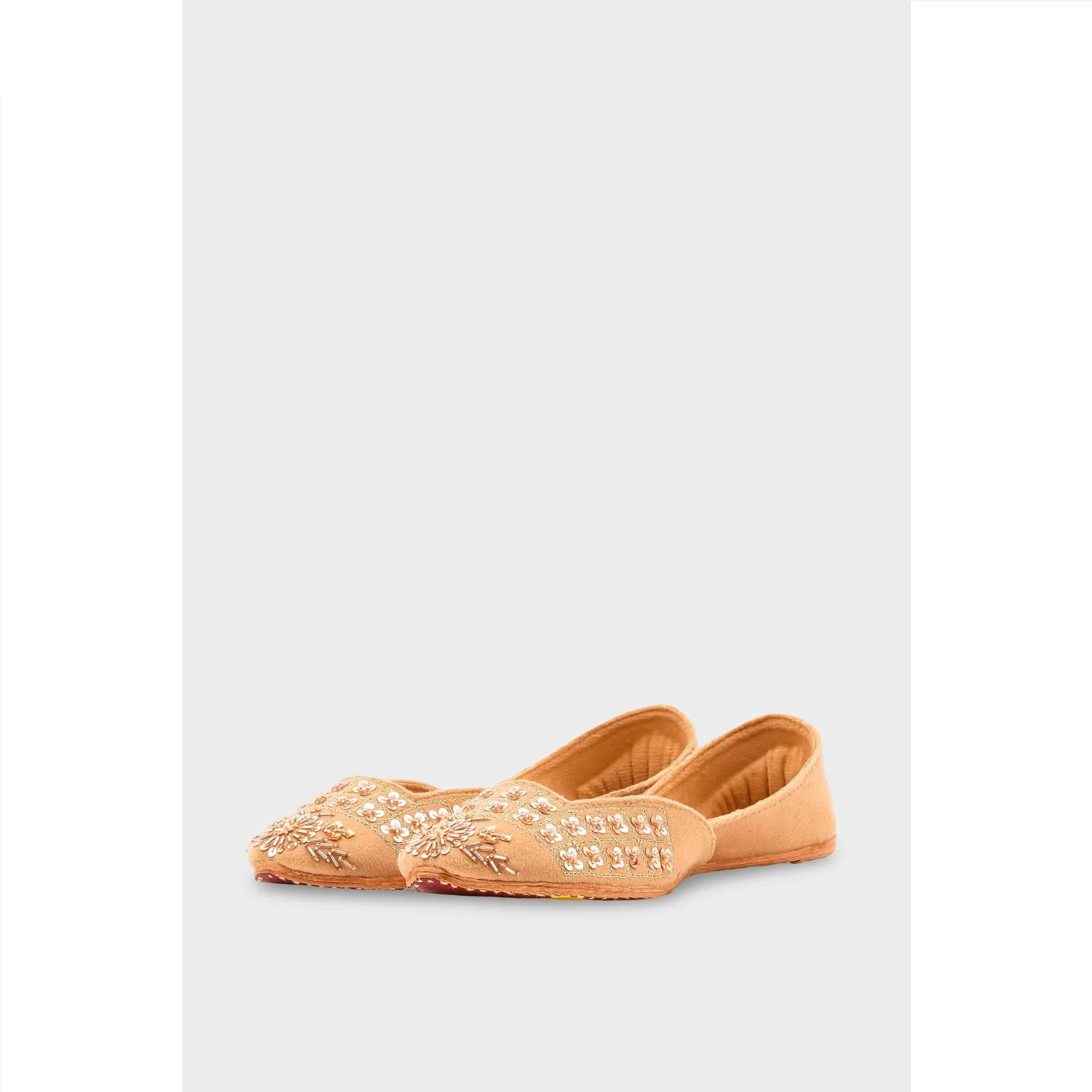 Fawn Leather Khussa For Women EC8762 - Image 4