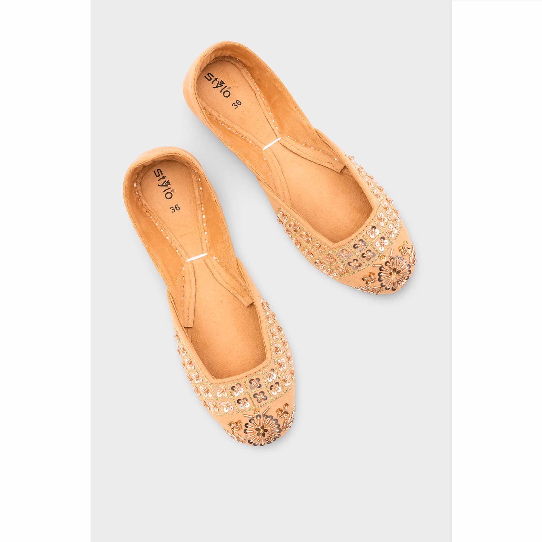 Fawn Leather Khussa For Women EC8762 - Image 6