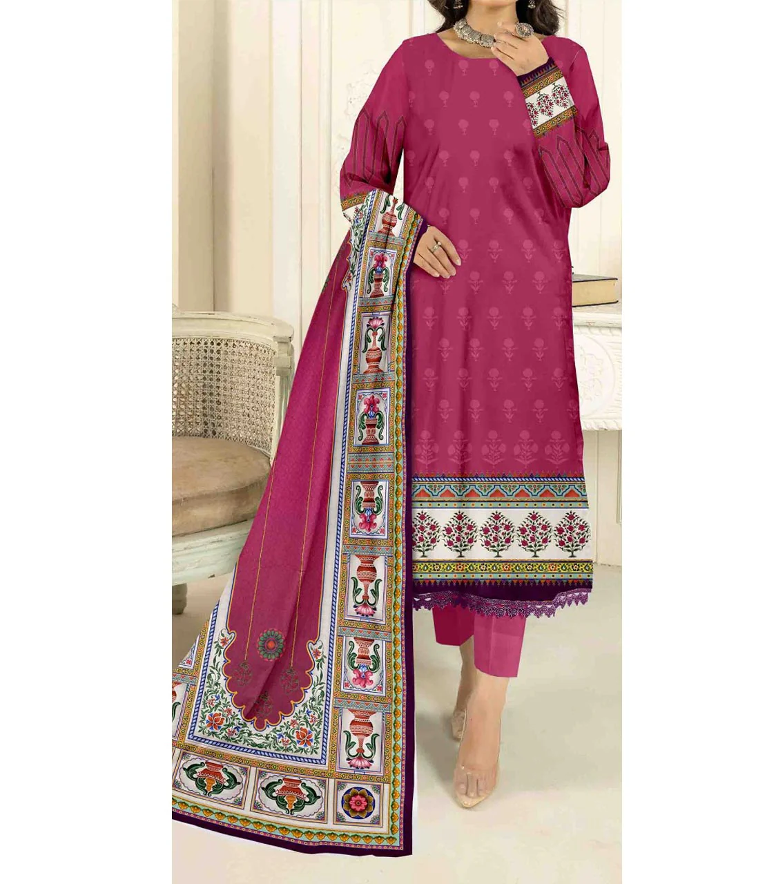 2PC-Digital Printed Lawn Suit PS9415