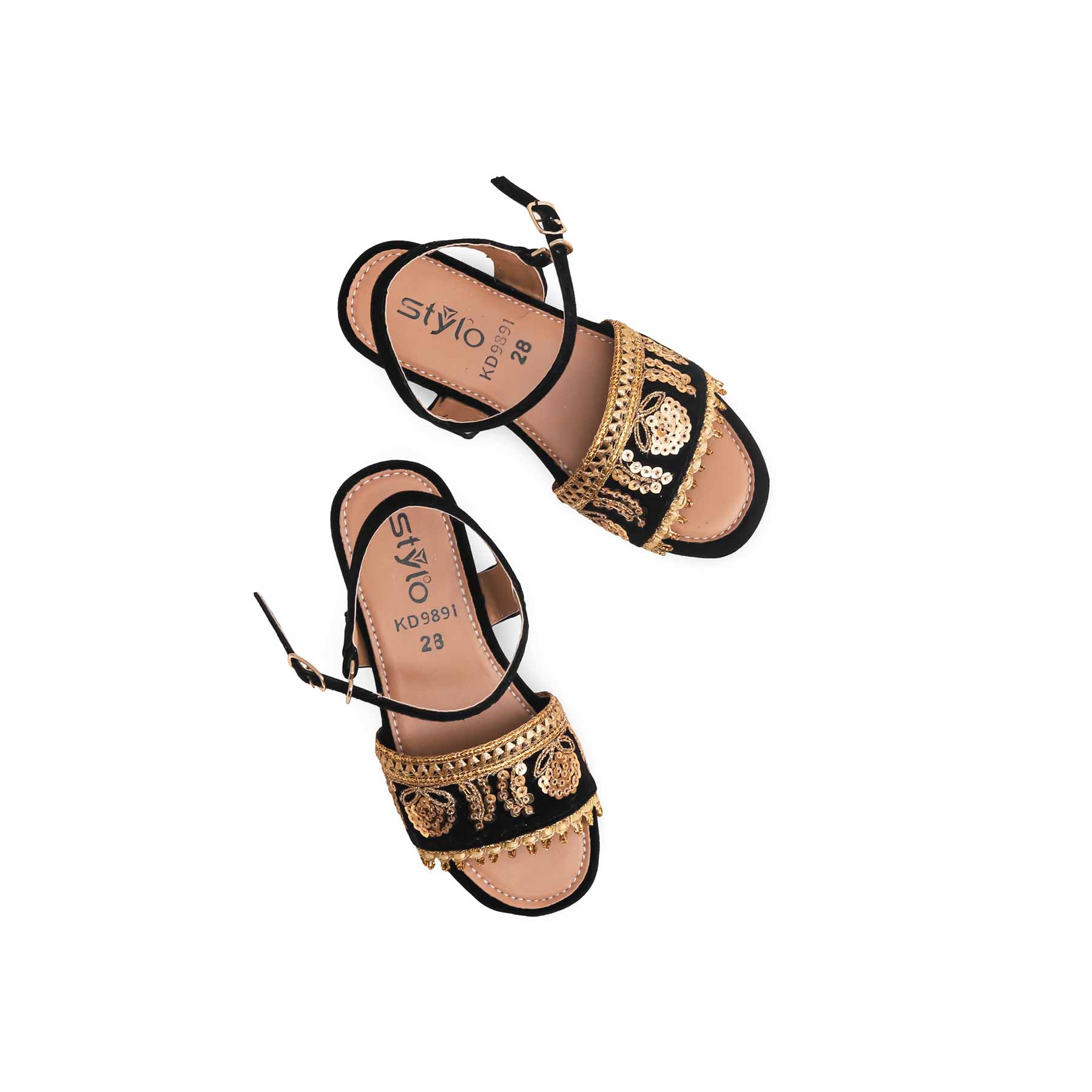 Girls Black Casual Sandal KD9891 - Image 5