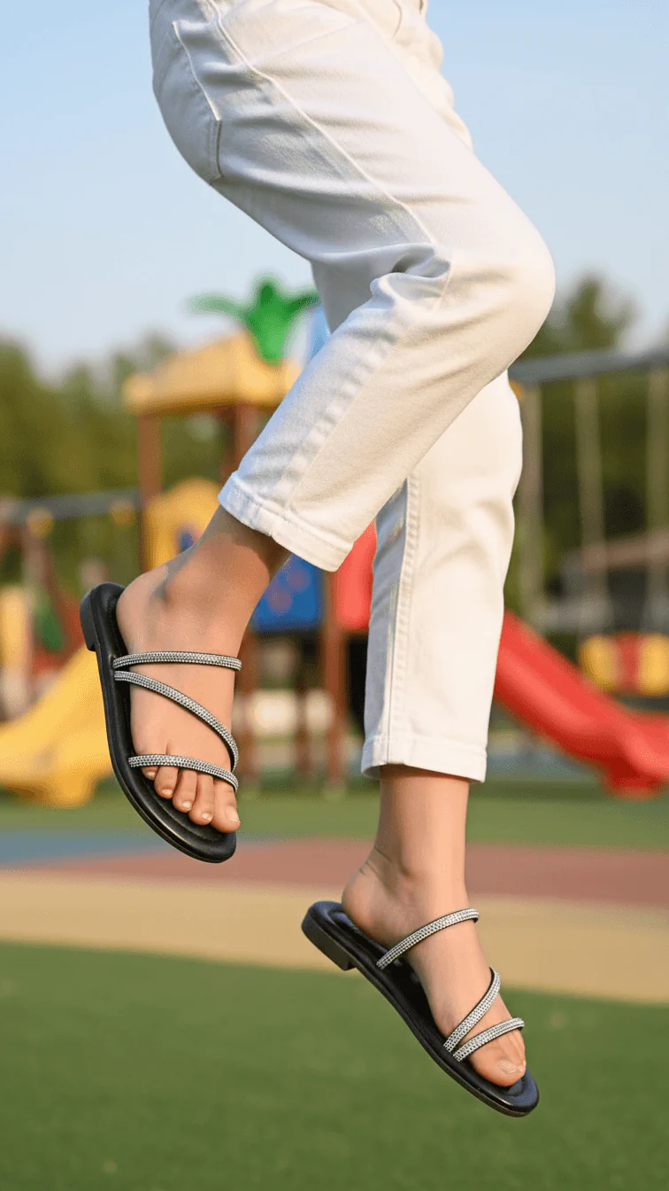 Girls Black Casual Slipper KD5533