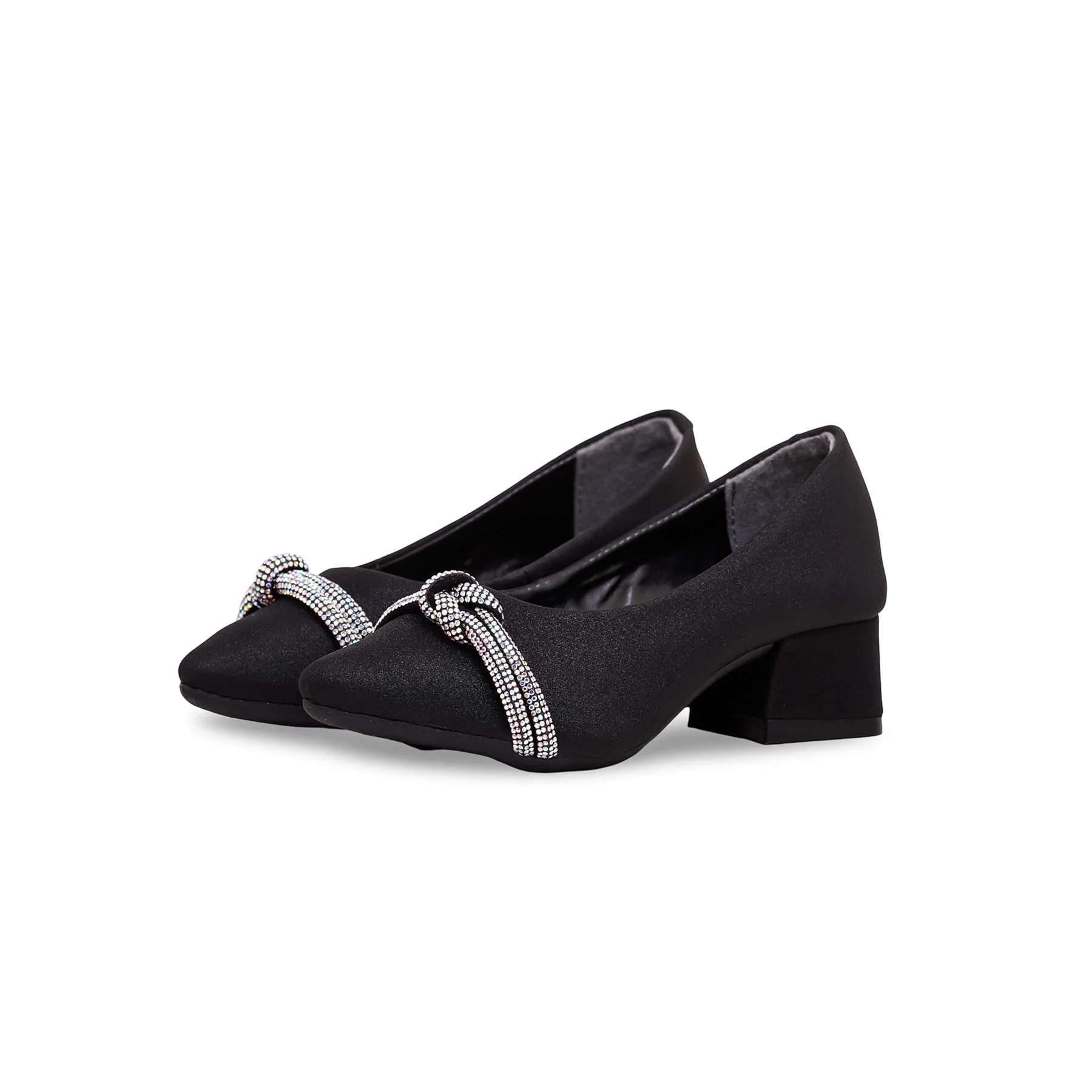 Girls Black Fancy Pumps KD0916 - Image 2