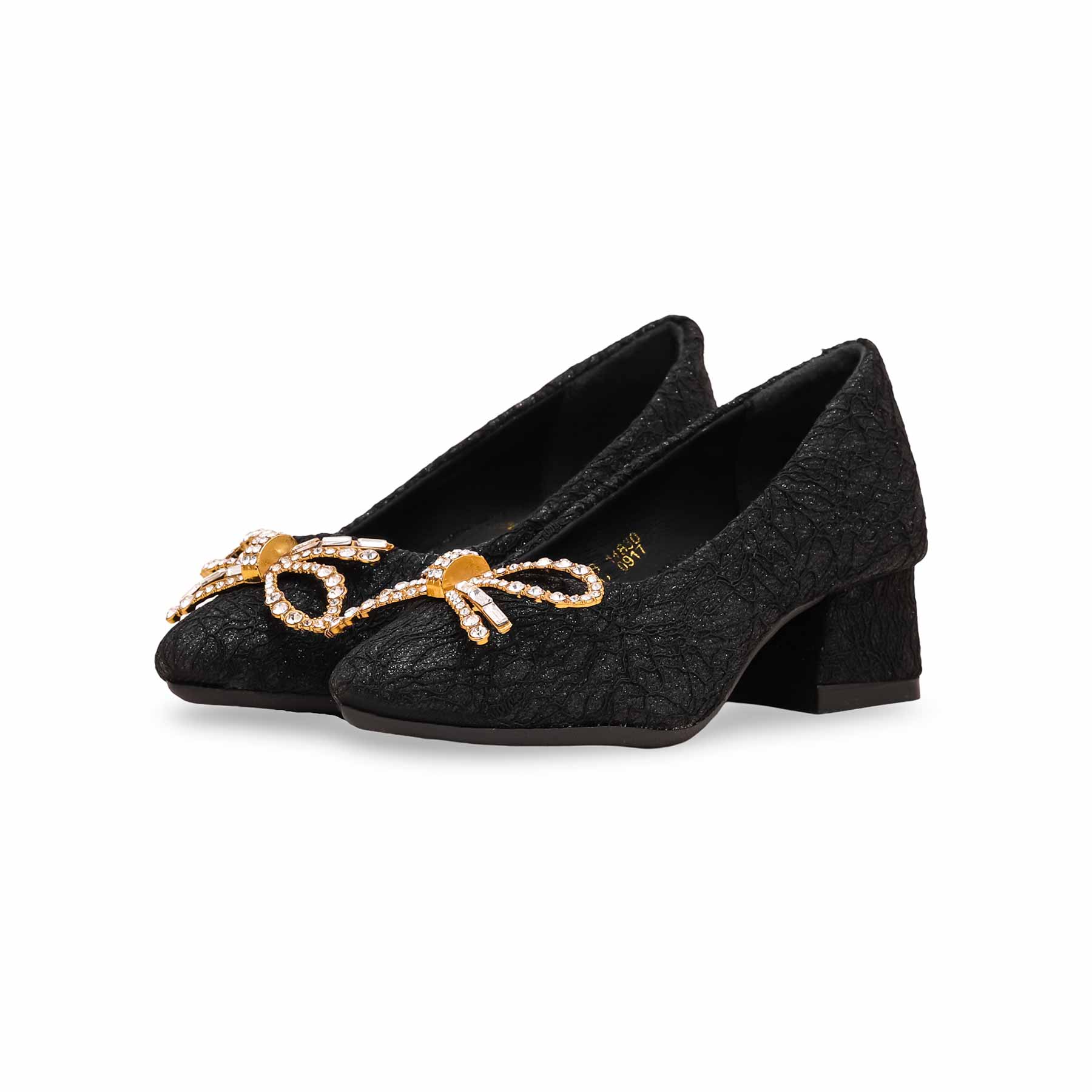 Girls Black Fancy Pumps KD0917 - Image 3