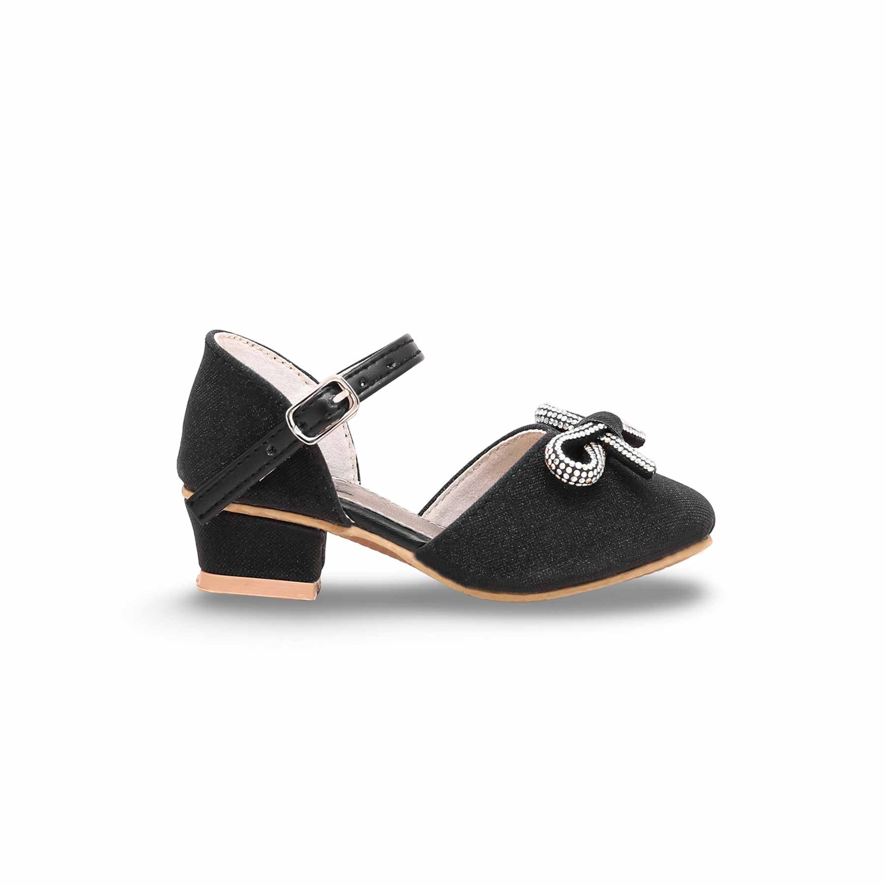 Girls Black Fancy Pumps KD0949 - Image 2