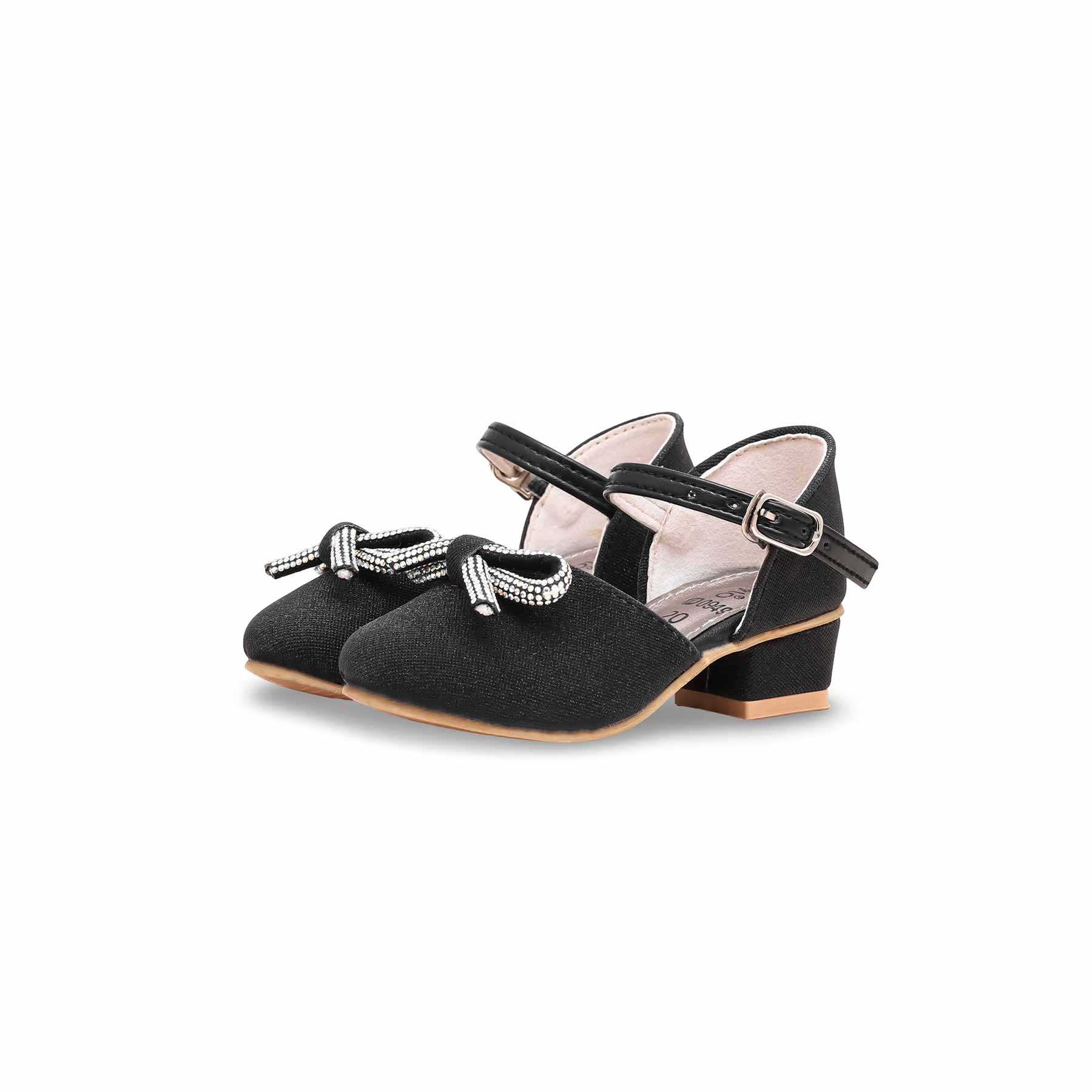 Girls Black Fancy Pumps KD0949 - Image 3
