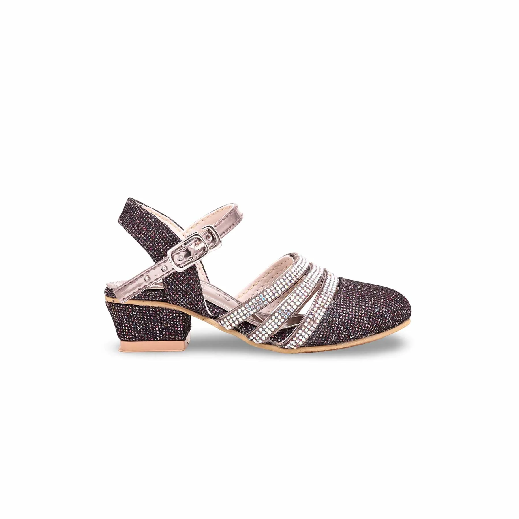 Girls Black Fancy Pumps KD0950 - Image 2
