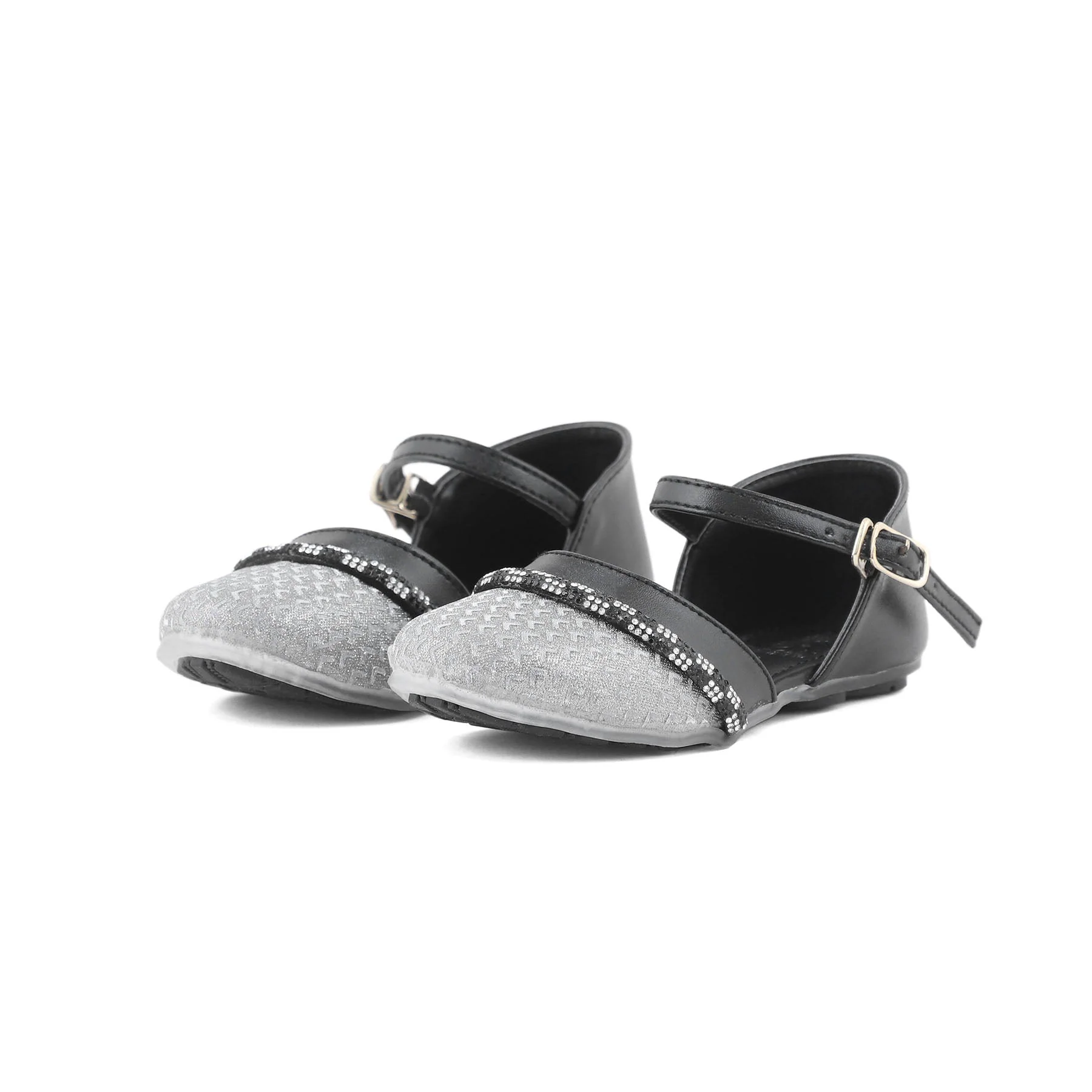 Girls Black Fancy Pumps KD0954 - Image 2