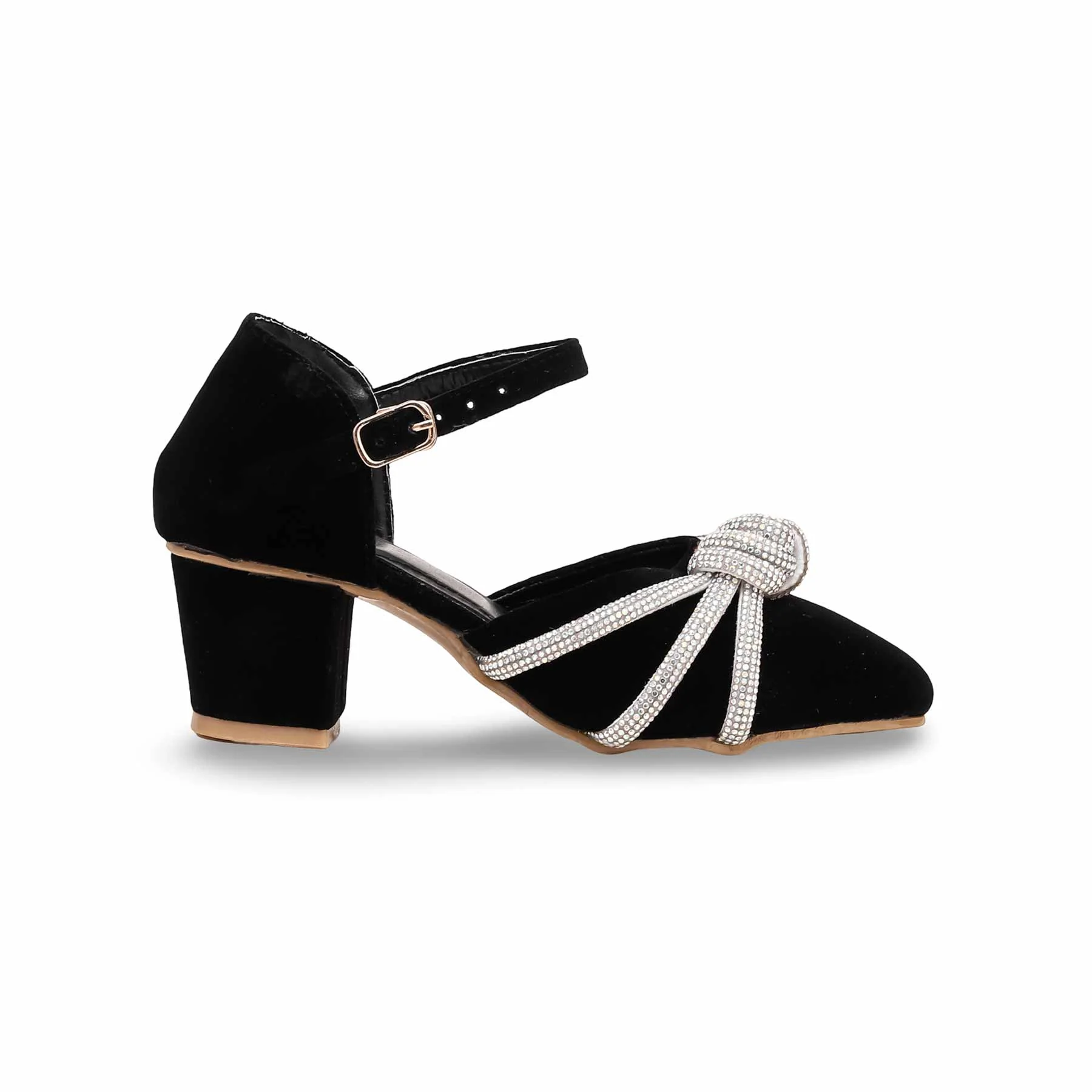 Girls Black Fancy Pumps KD0970 - Image 2