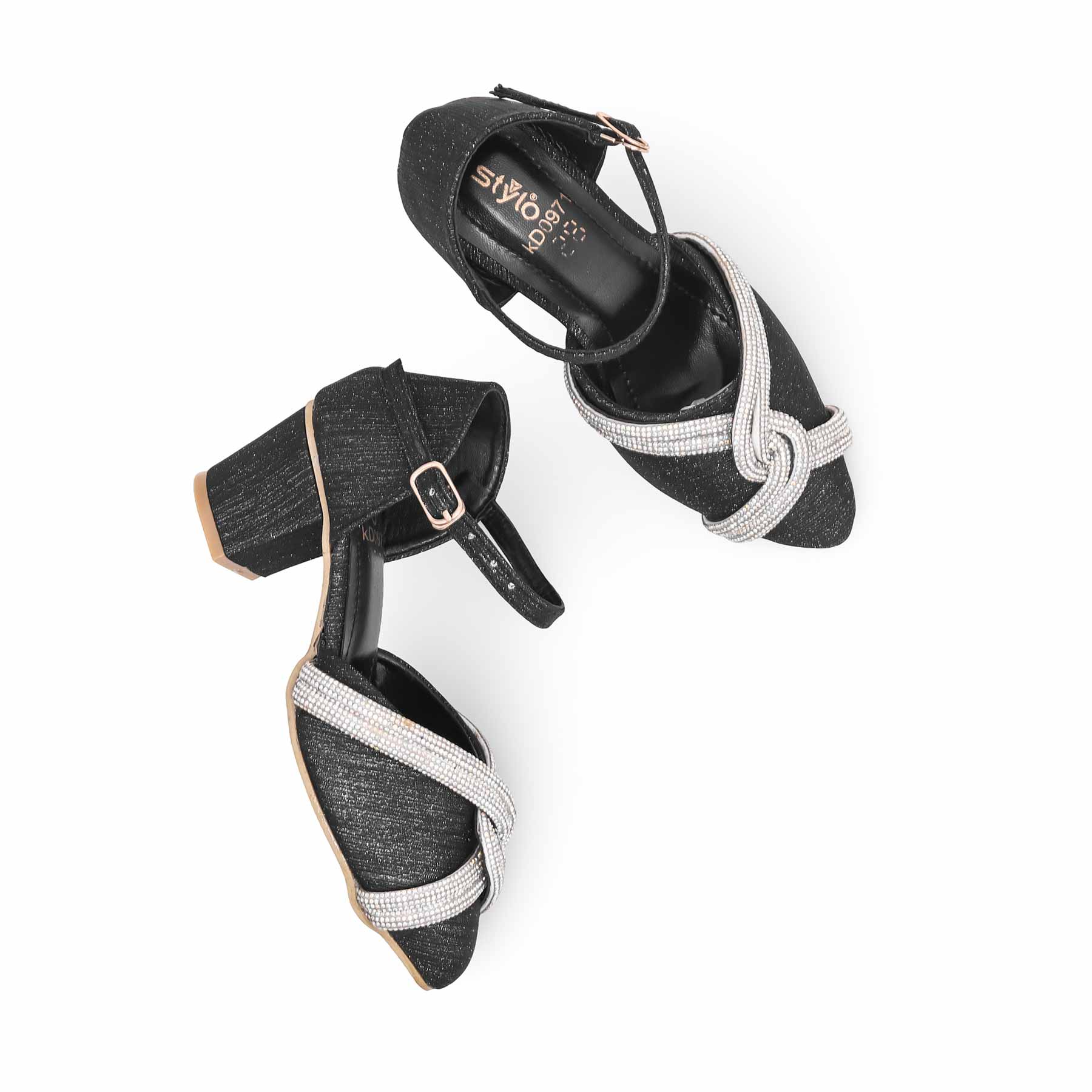 Girls Black Fancy Pumps KD0971 - Image 5