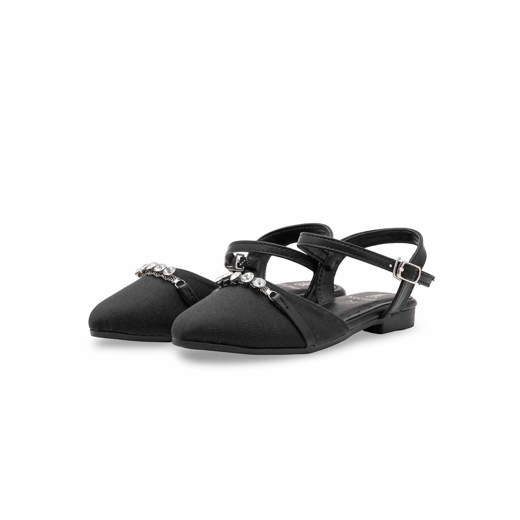 Girls Black Fancy Pumps KD2547 - Image 3