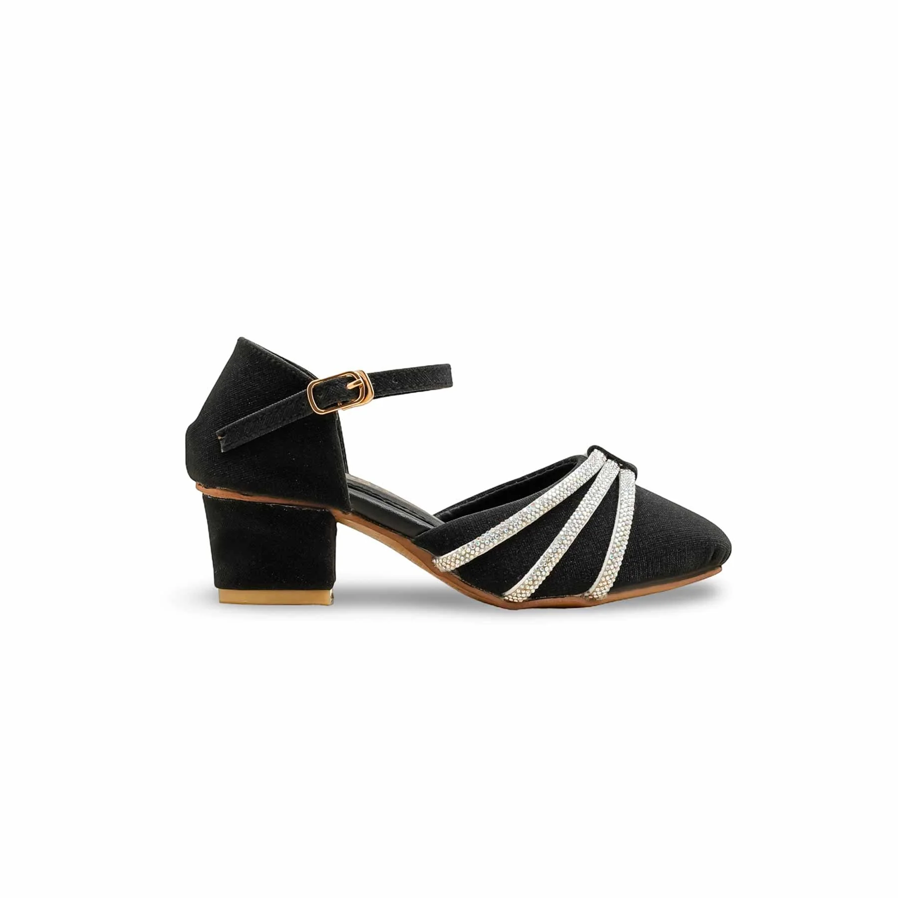 Girls Black Fancy Pumps KD2564 - Image 2