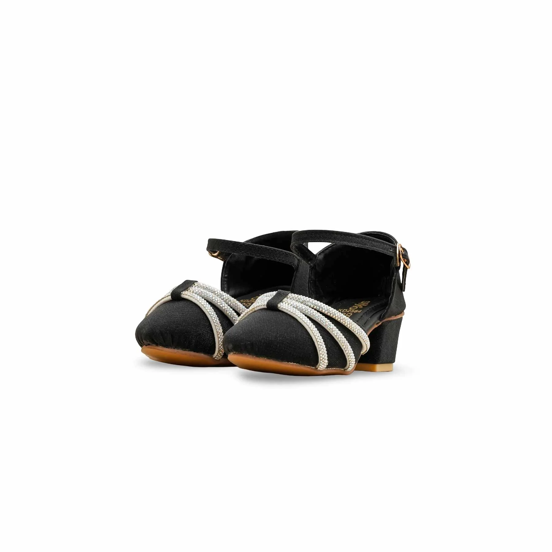 Girls Black Fancy Pumps KD2564 - Image 3