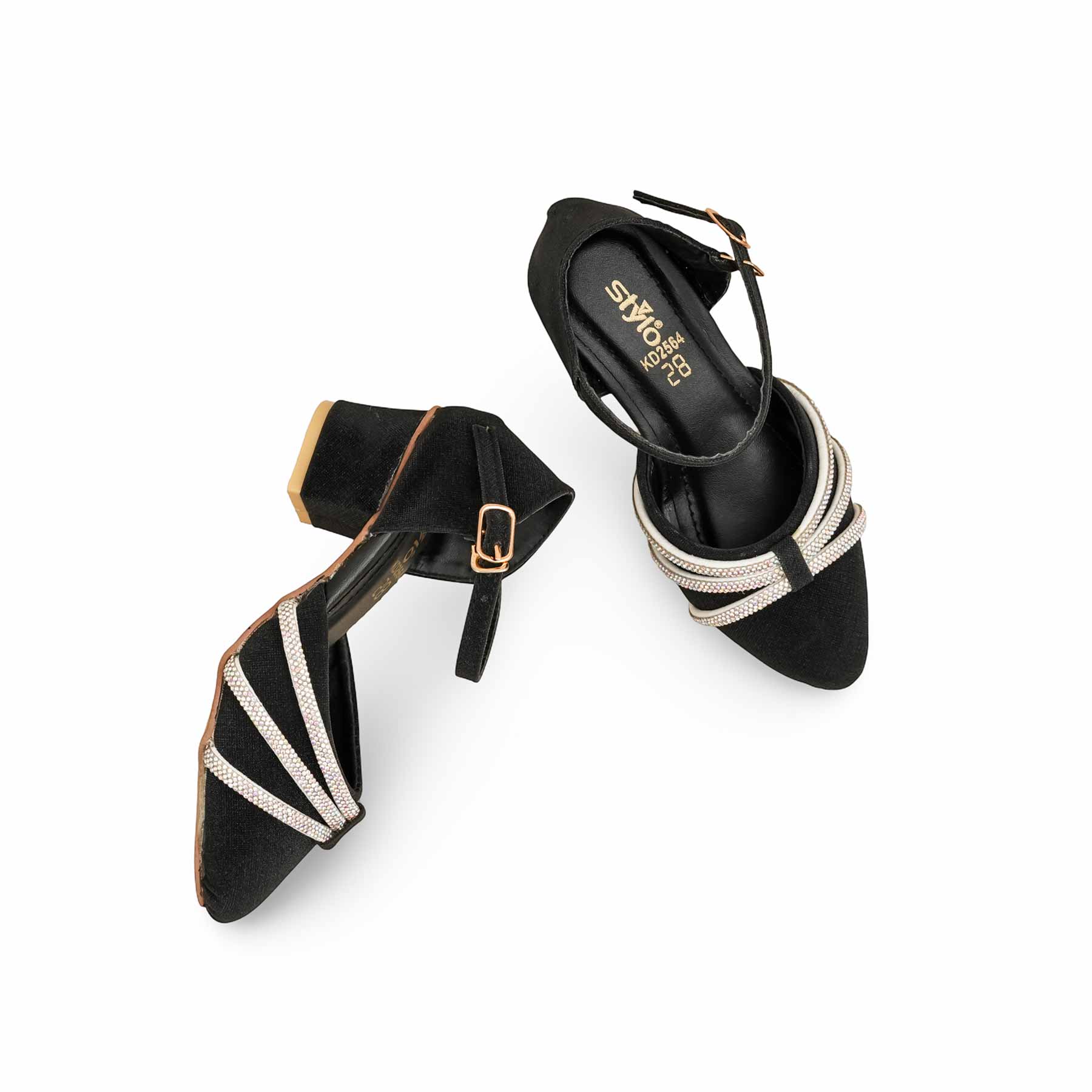 Girls Black Fancy Pumps KD2564 - Image 5