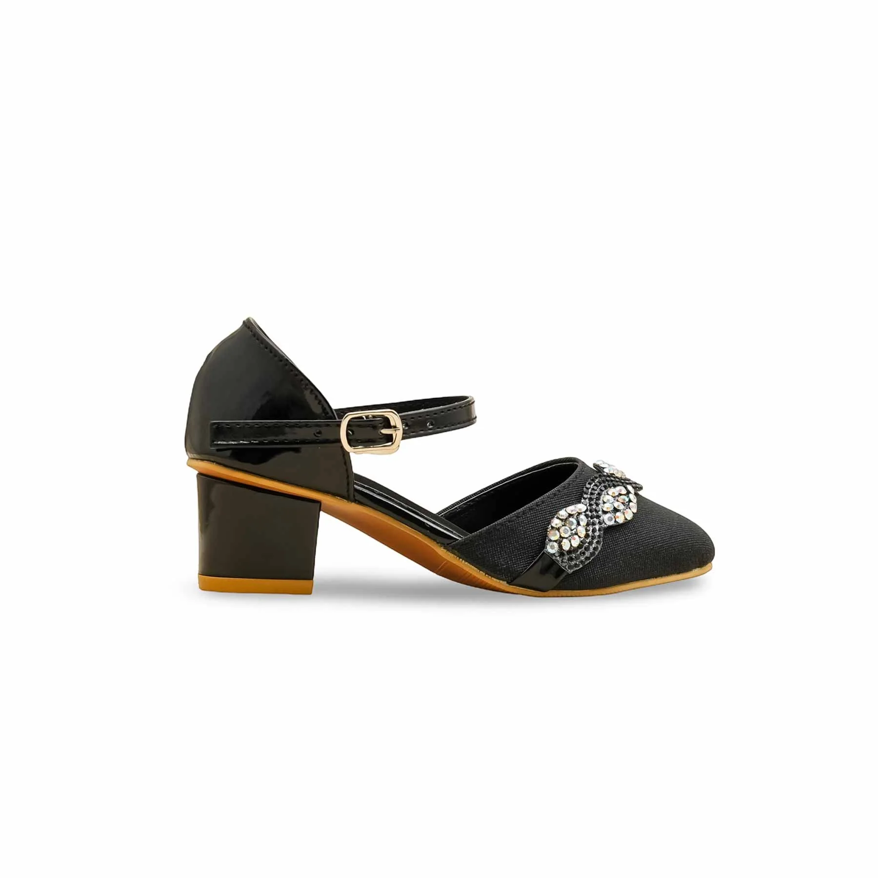 Girls Black Fancy Pumps KD2587 - Image 2