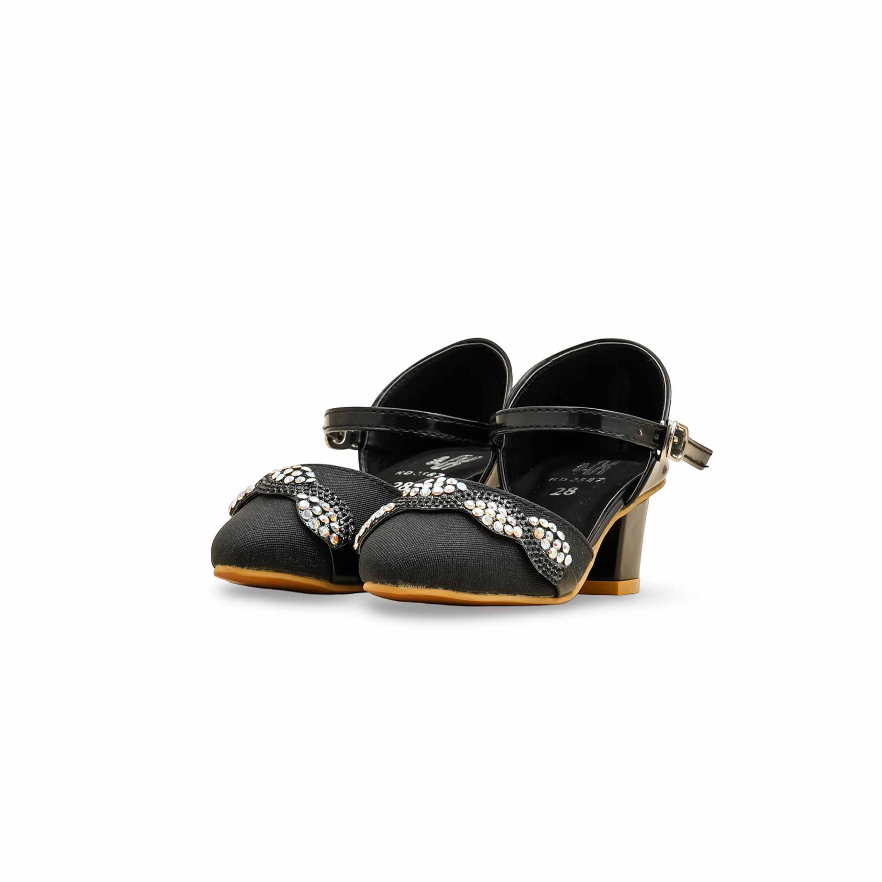 Girls Black Fancy Pumps KD2587 - Image 3