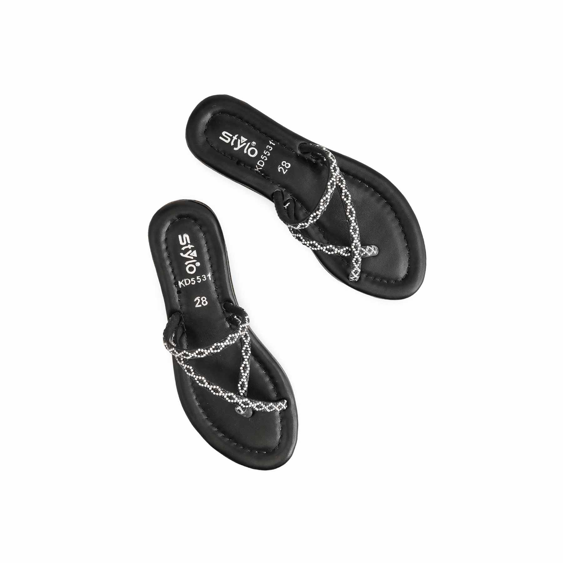 Girls Black Fancy Slipper KD5531 - Image 5