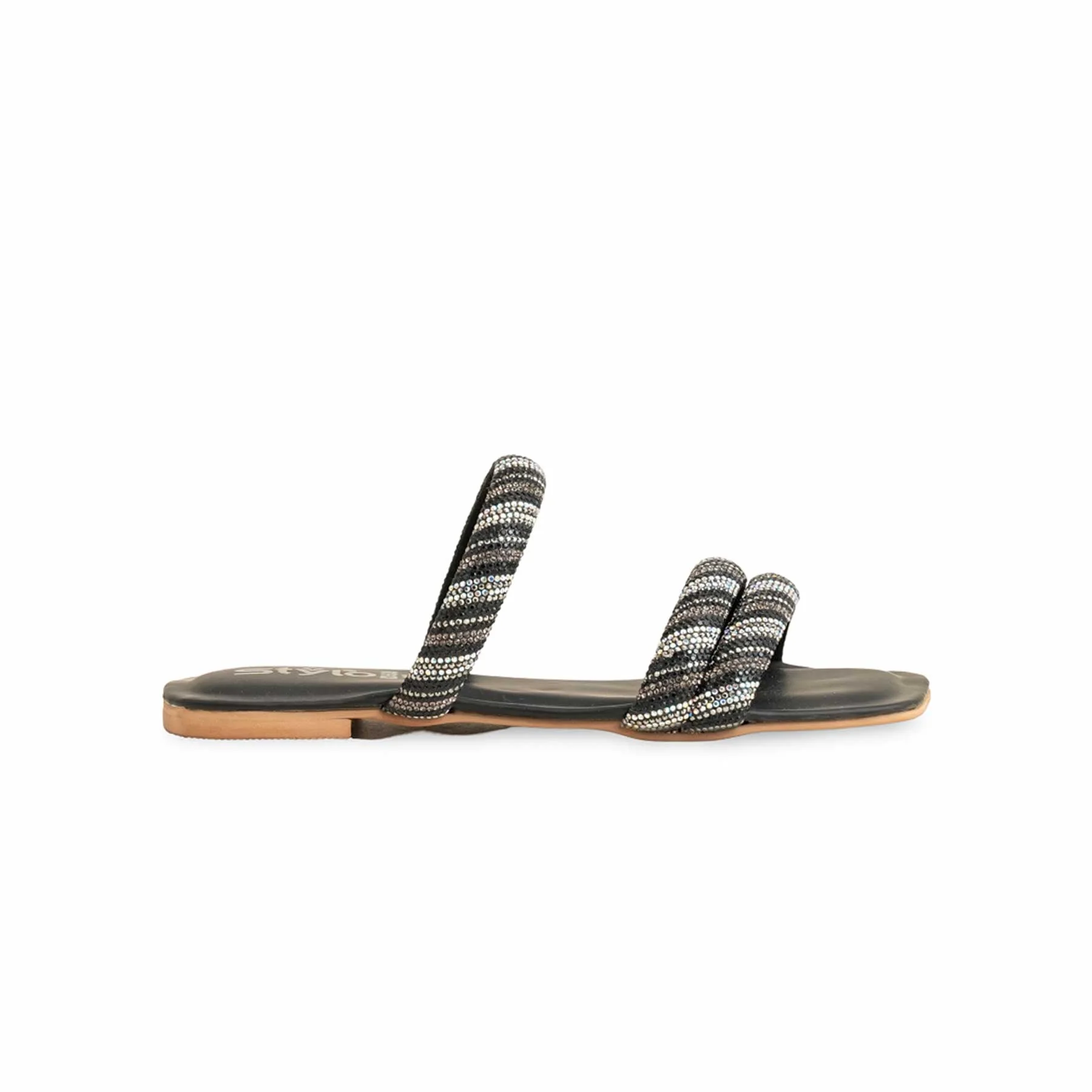 Girls Black Fancy Slipper KD5535 - Image 2