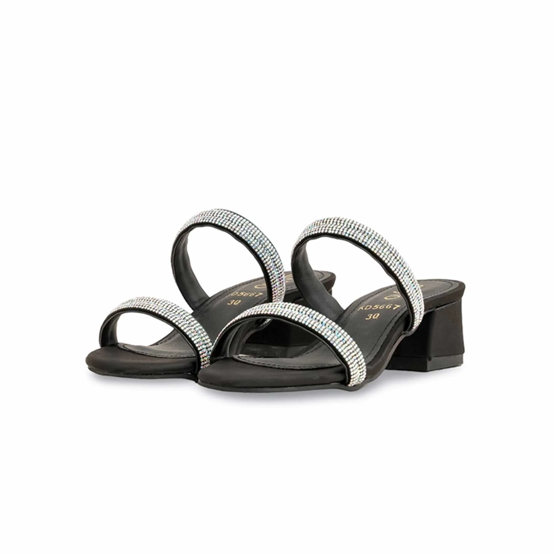 Girls Black Fancy Slipper KD5667 - Image 3