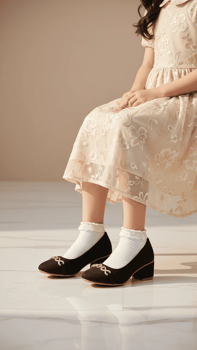 Girls Black Formal Pumps KD2490