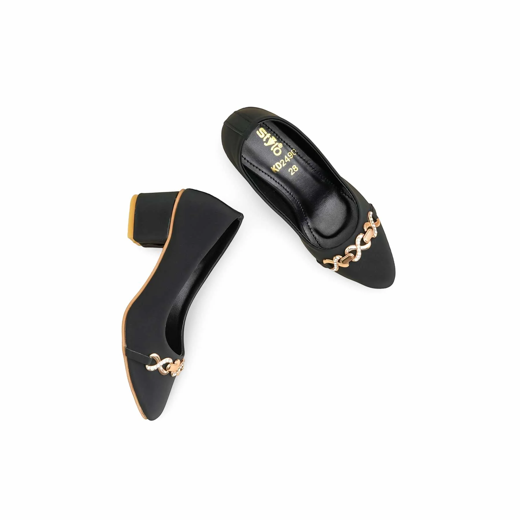 Girls Black Formal Pumps KD2490 - Image 5