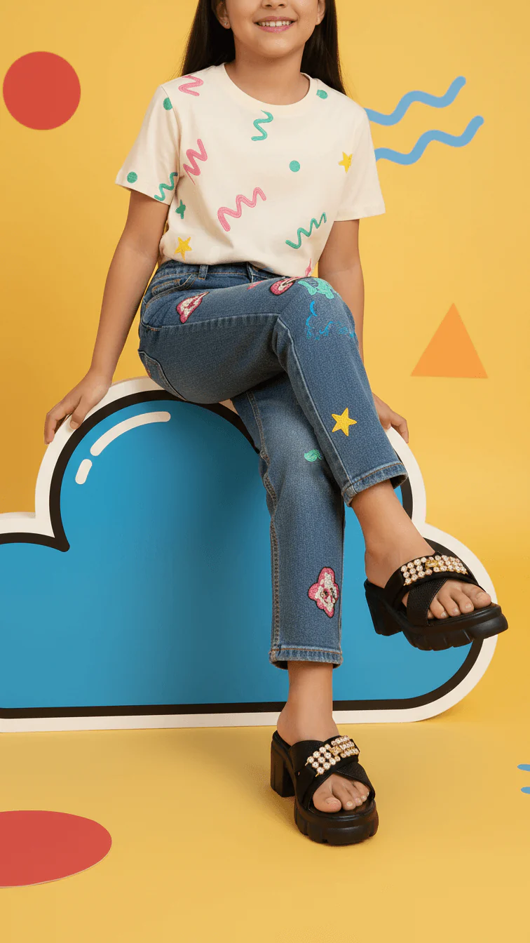 Girls Black Formal Slipper KD5555