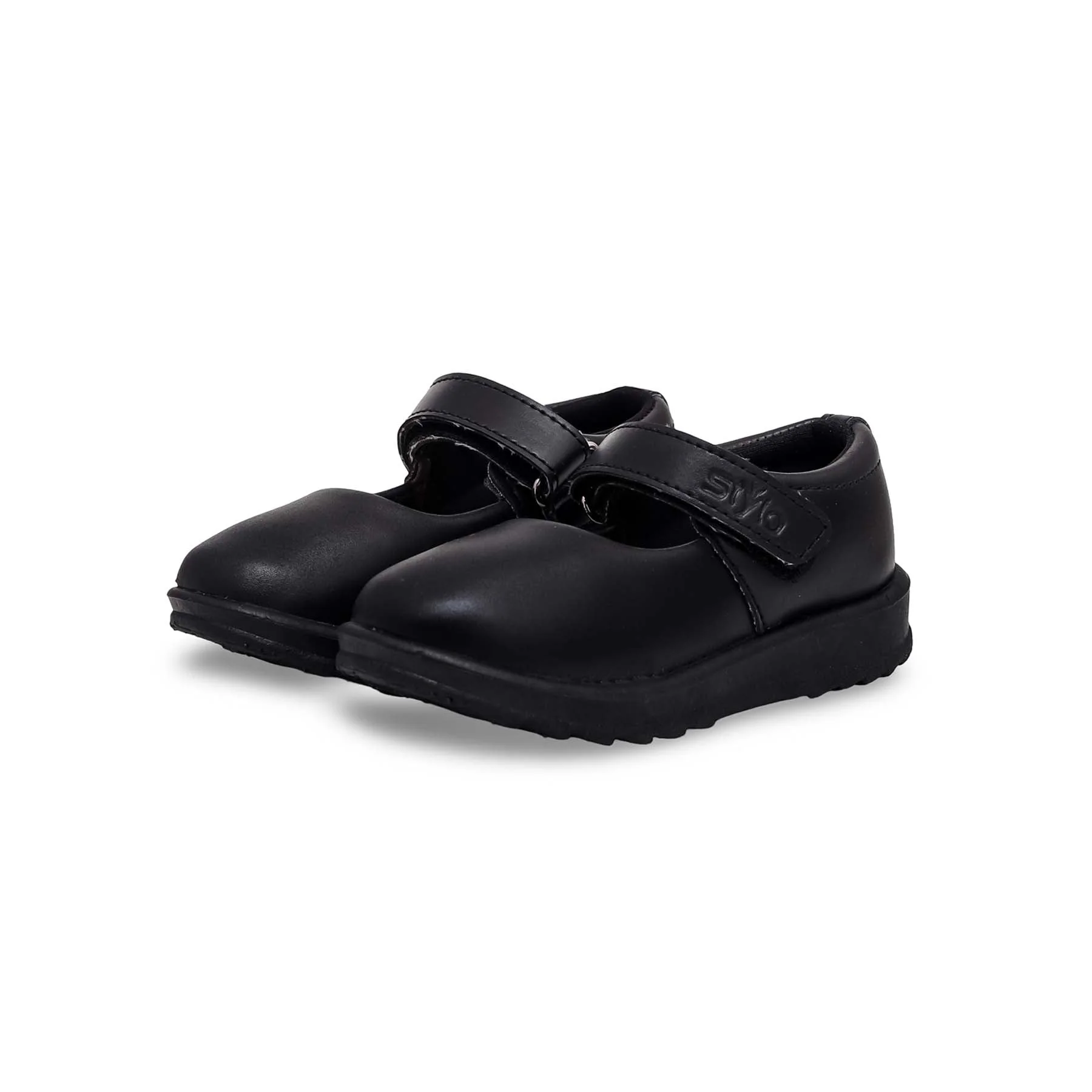 Girls Black Velcro Strap School Shoes SK0049 - Image 3