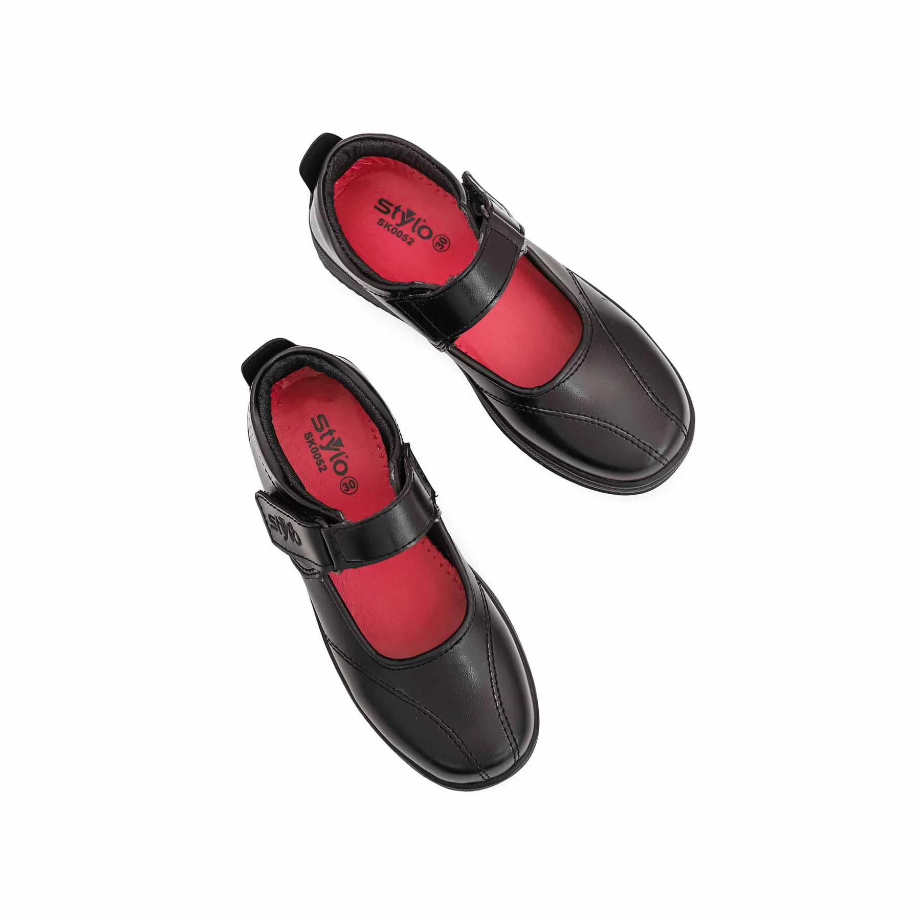 Girls Black Velcro Strap School Shoes SK0052 - Image 5