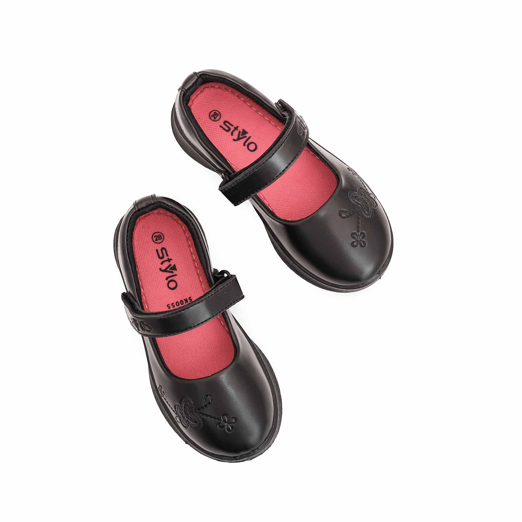 Girls Black Velcro Strap School Shoes SK0055 - Image 4