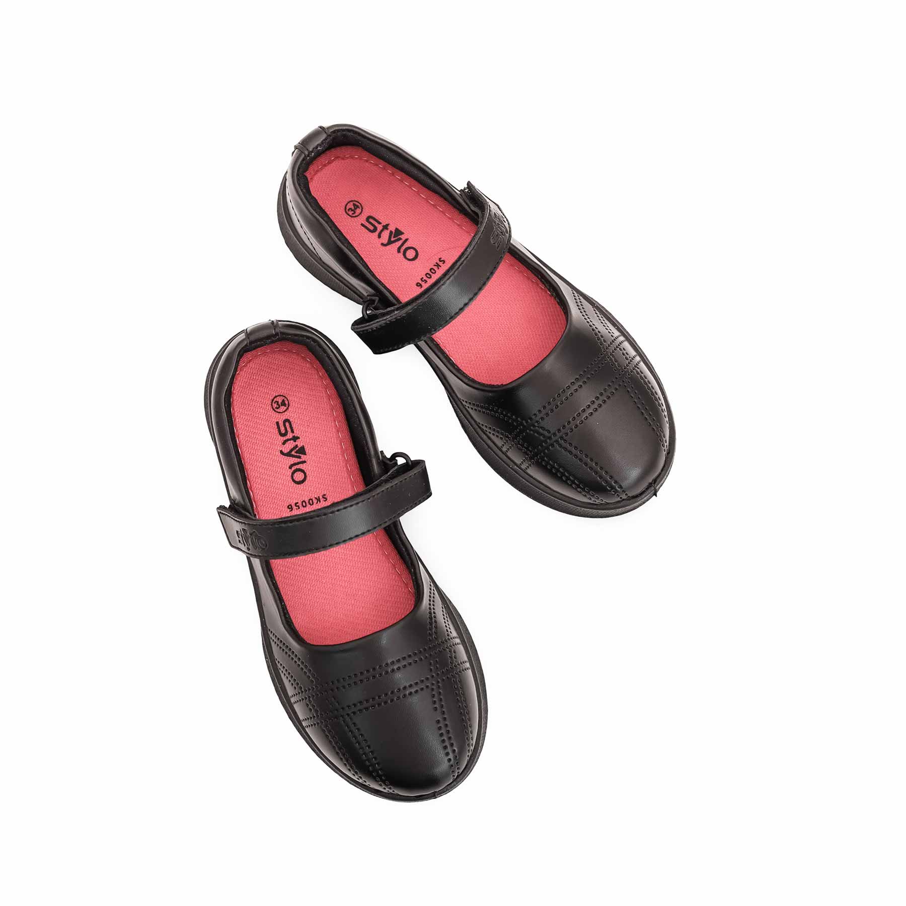 Girls Black Velcro Strap School Shoes SK0056 - Image 4
