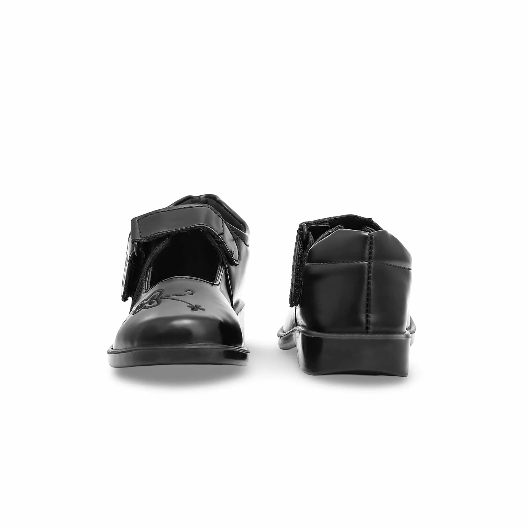 Girls Black Velcro Strap School Shoes SK0063 - Image 3