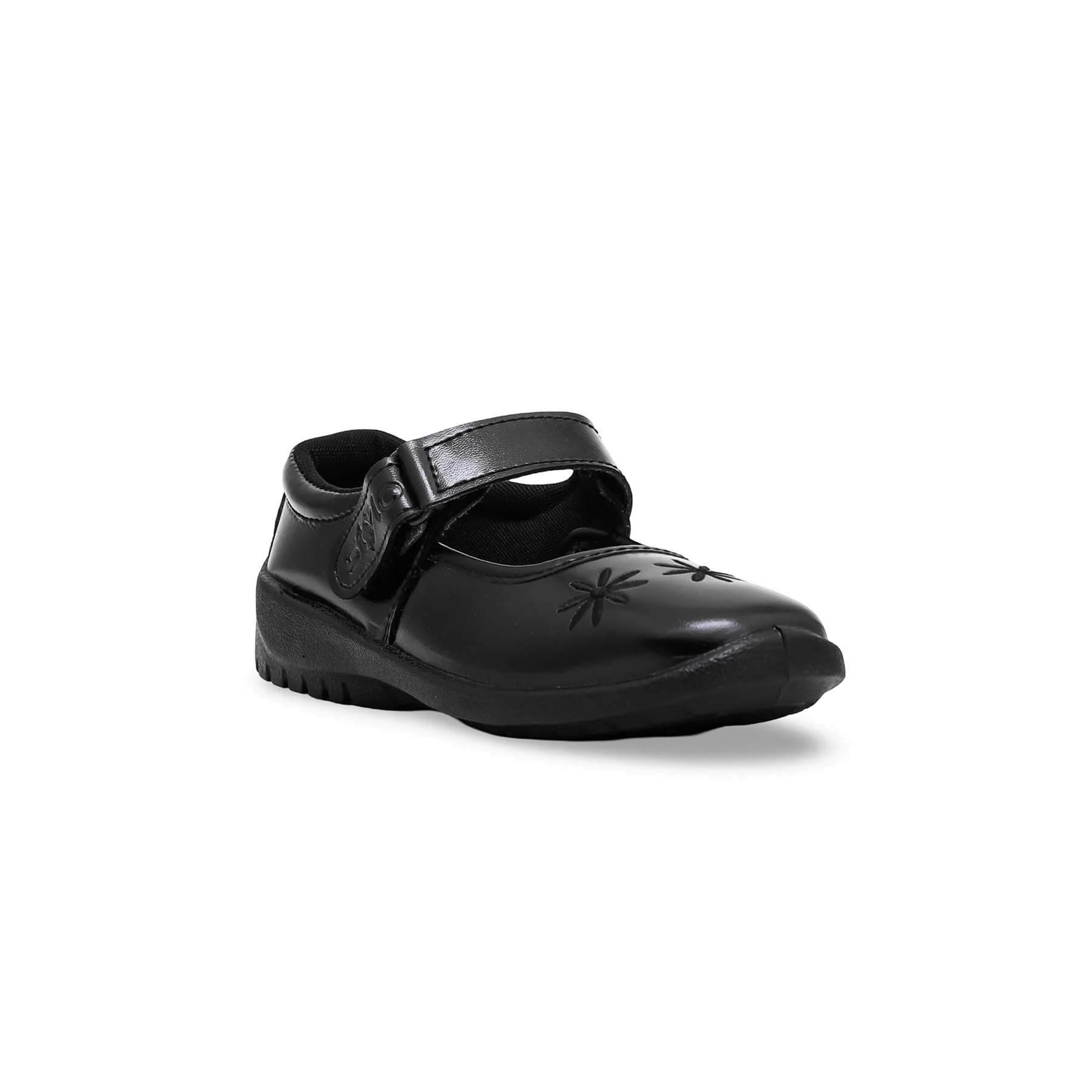 Girls Black Velcro Strap School Shoes SK0064 - Image 2