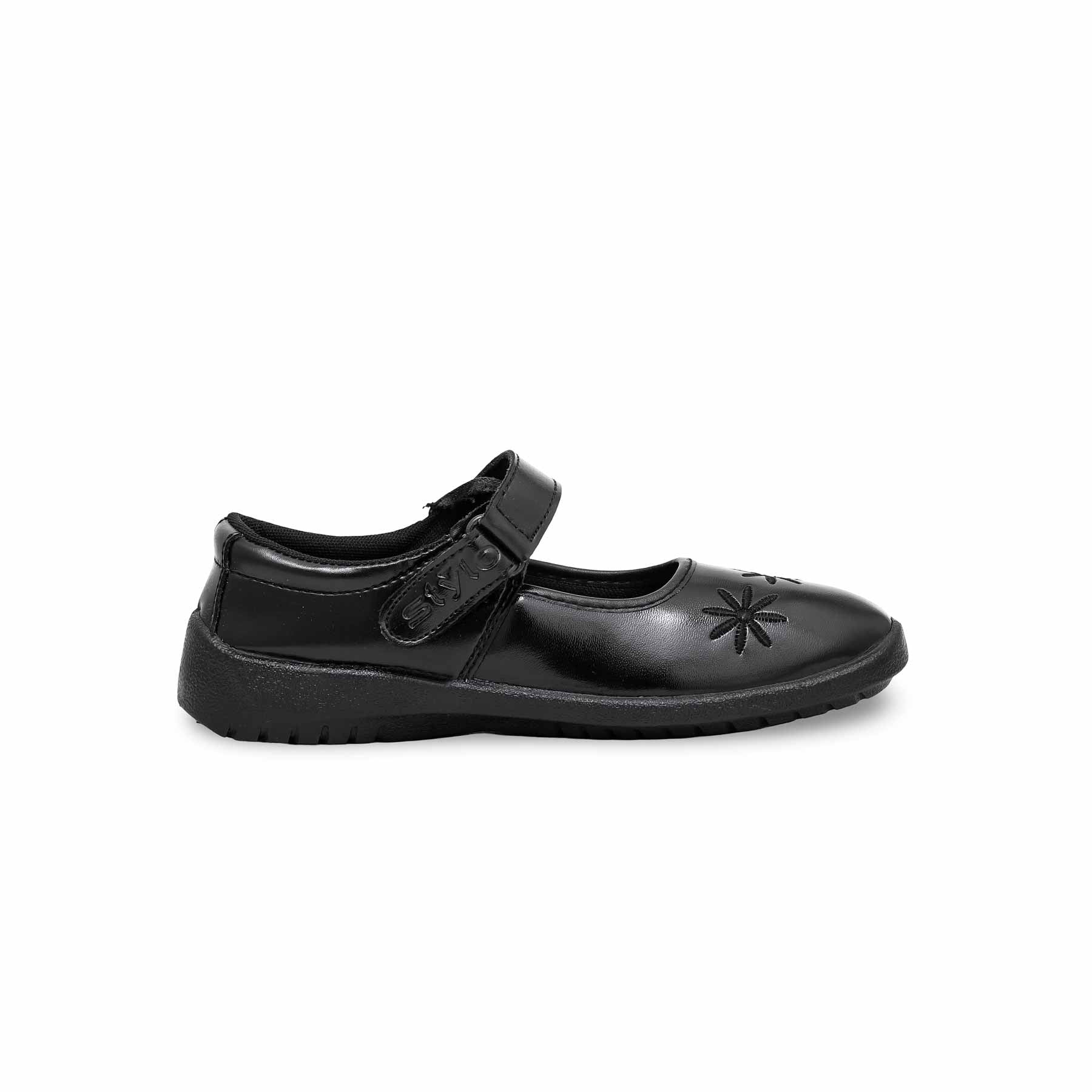 Girls Black Velcro Strap School Shoes SK0065 - Image 3