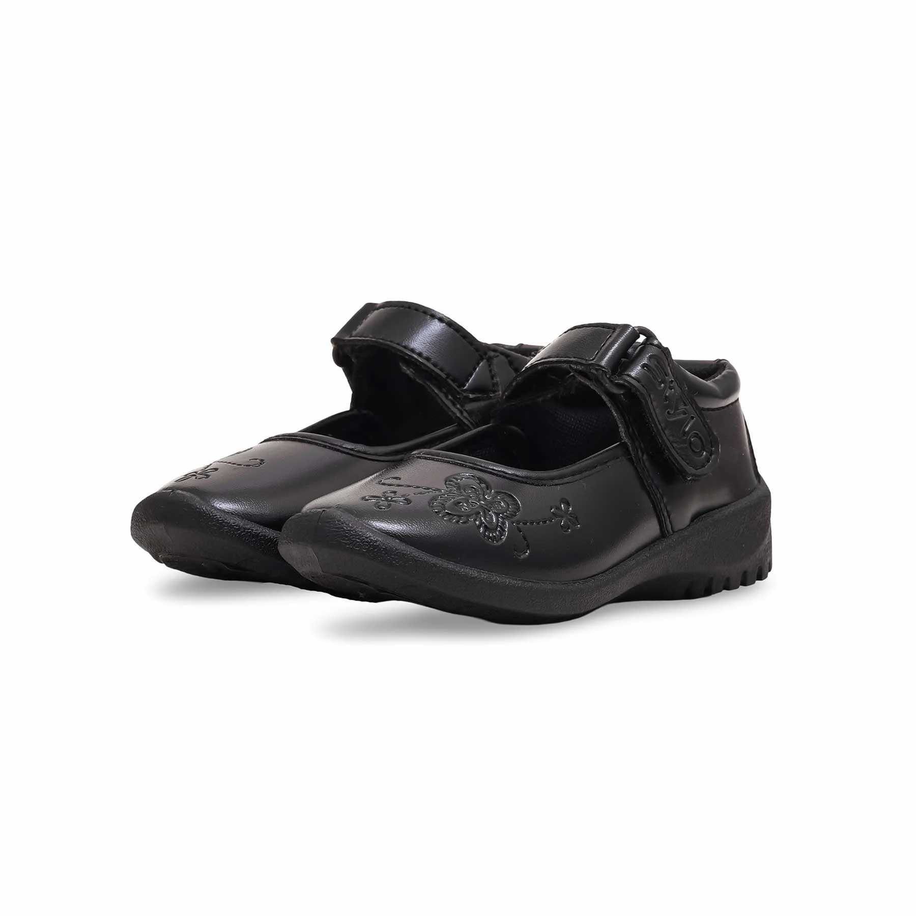 Girls Black Velcro Strap School Shoes SK0066 - Image 2